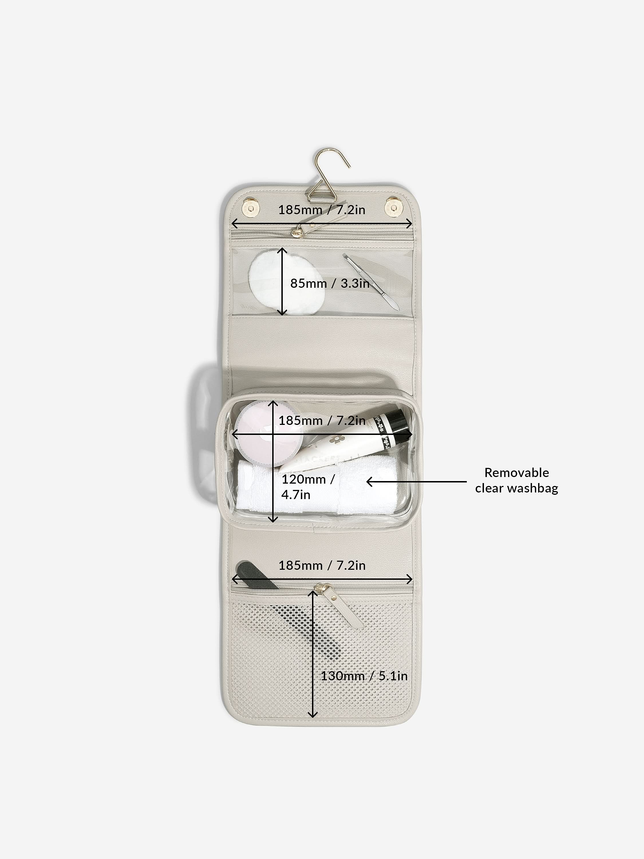 Stackers Small Hanging Toiletry Bag Oatmeal