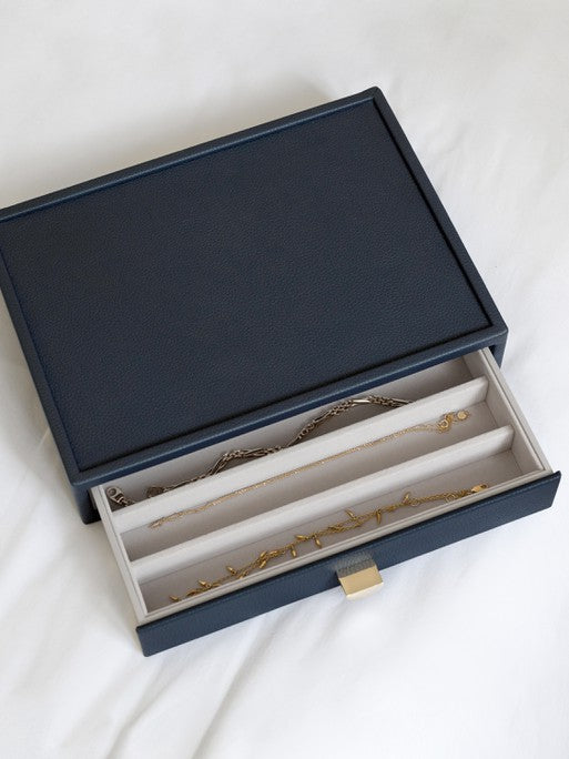 Stackers Halskettingenlade voor Klassieke Display Juwelendoos Marineblauw