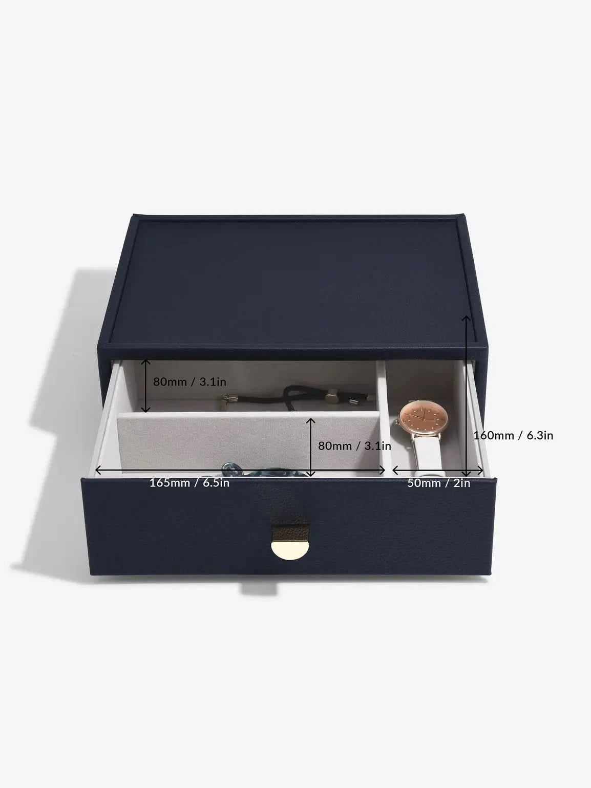 Stackers Klassieke Display Juwelendoos Set van 3 Marineblauw - Mystackers