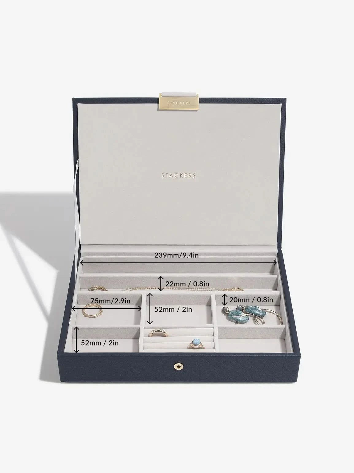 Stackers Deksel voor Klassieke Juwelendoos Marineblauw - Mystackers