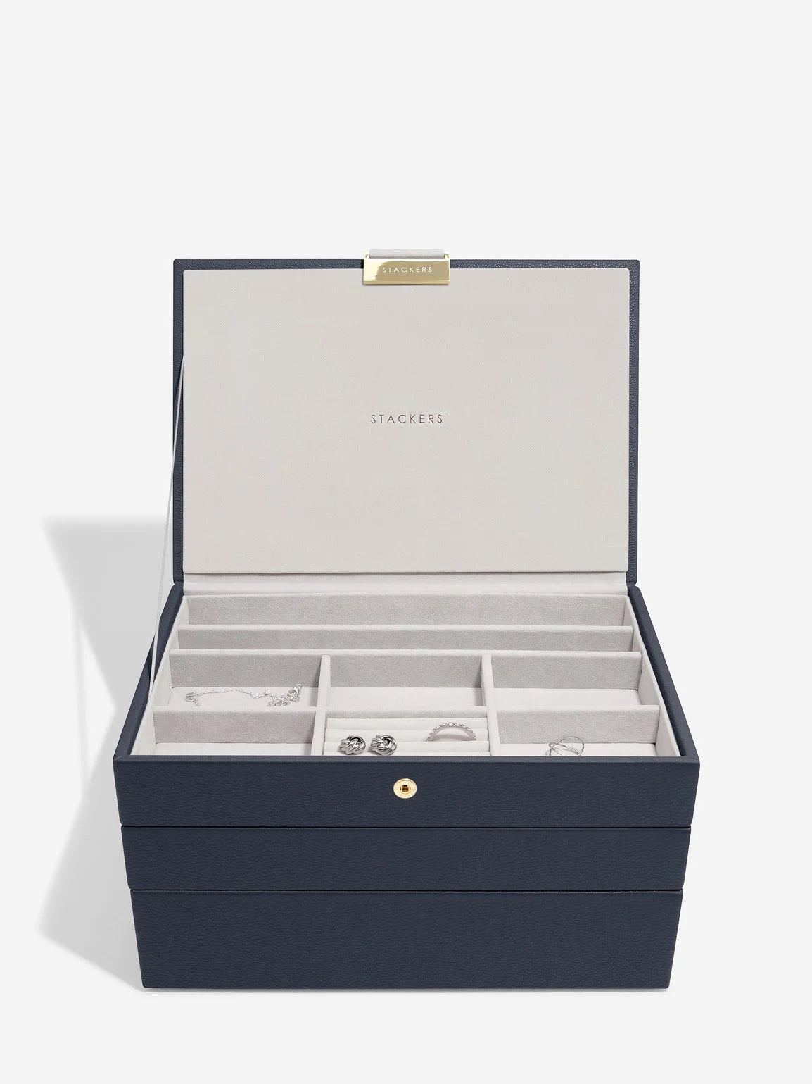 Stackers Classic Boîte à Bijoux Lot de 3 Bleu Marine