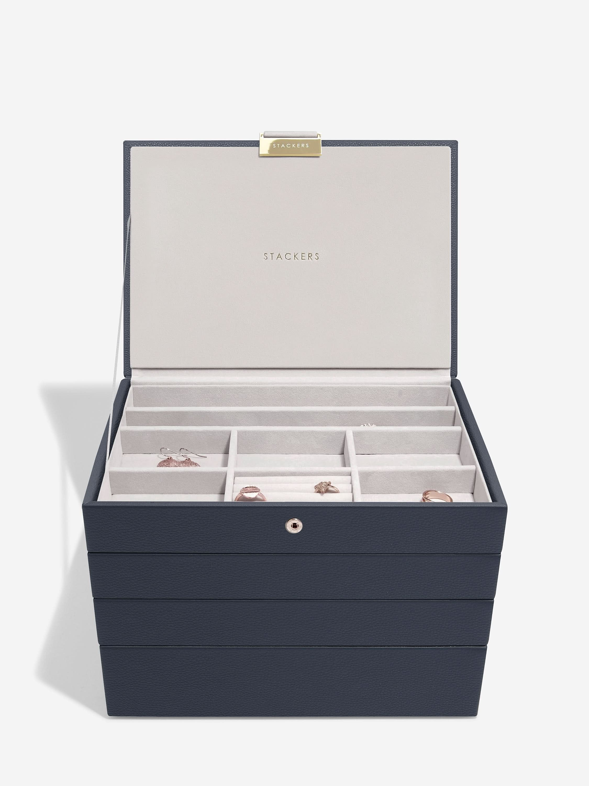 Stackers Klassieke Juwelendoos Set van 4 Marineblauw - Mystackers