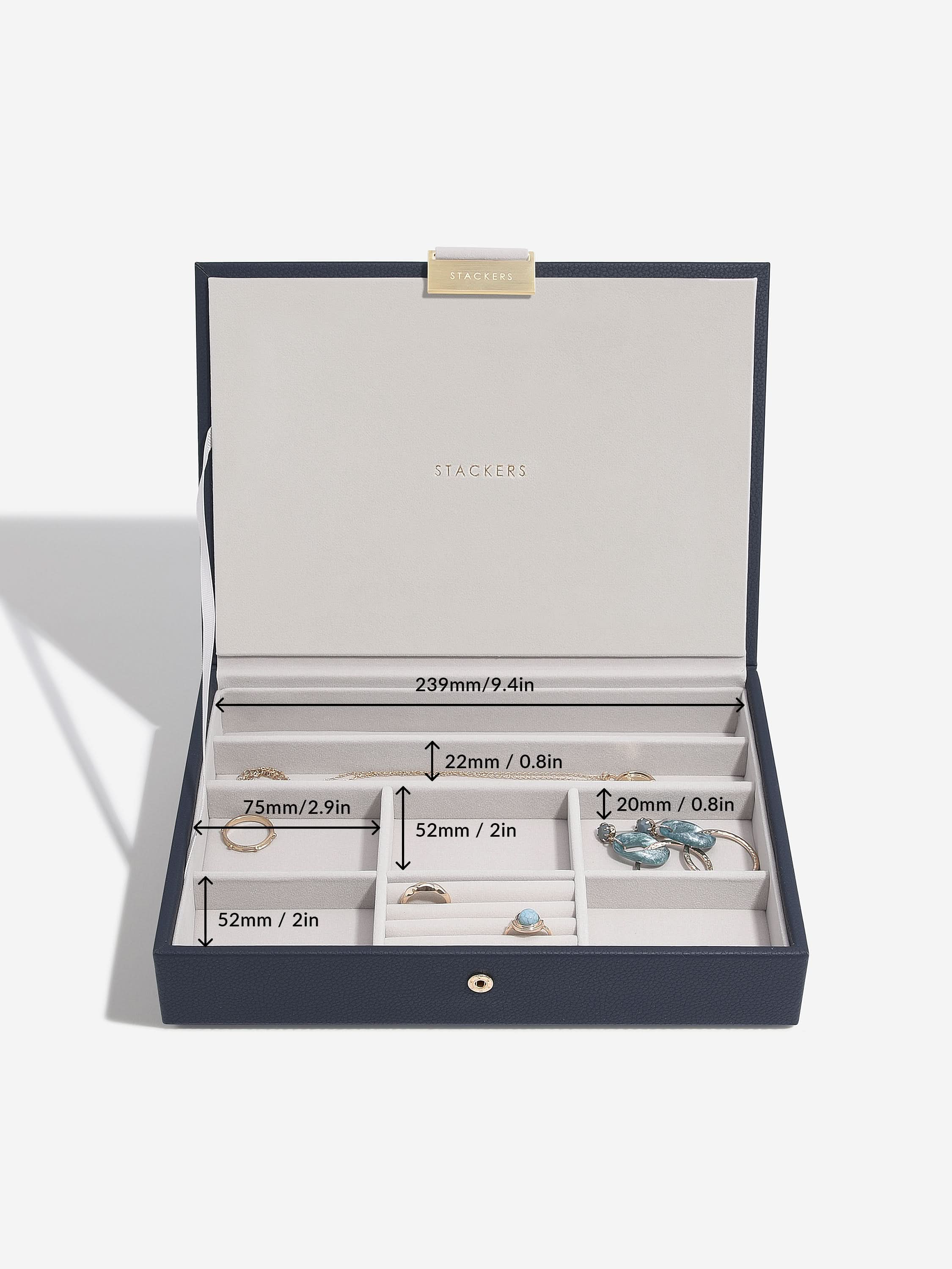 Stackers Klassieke Juwelendoos Set van 4 Marineblauw - Mystackers