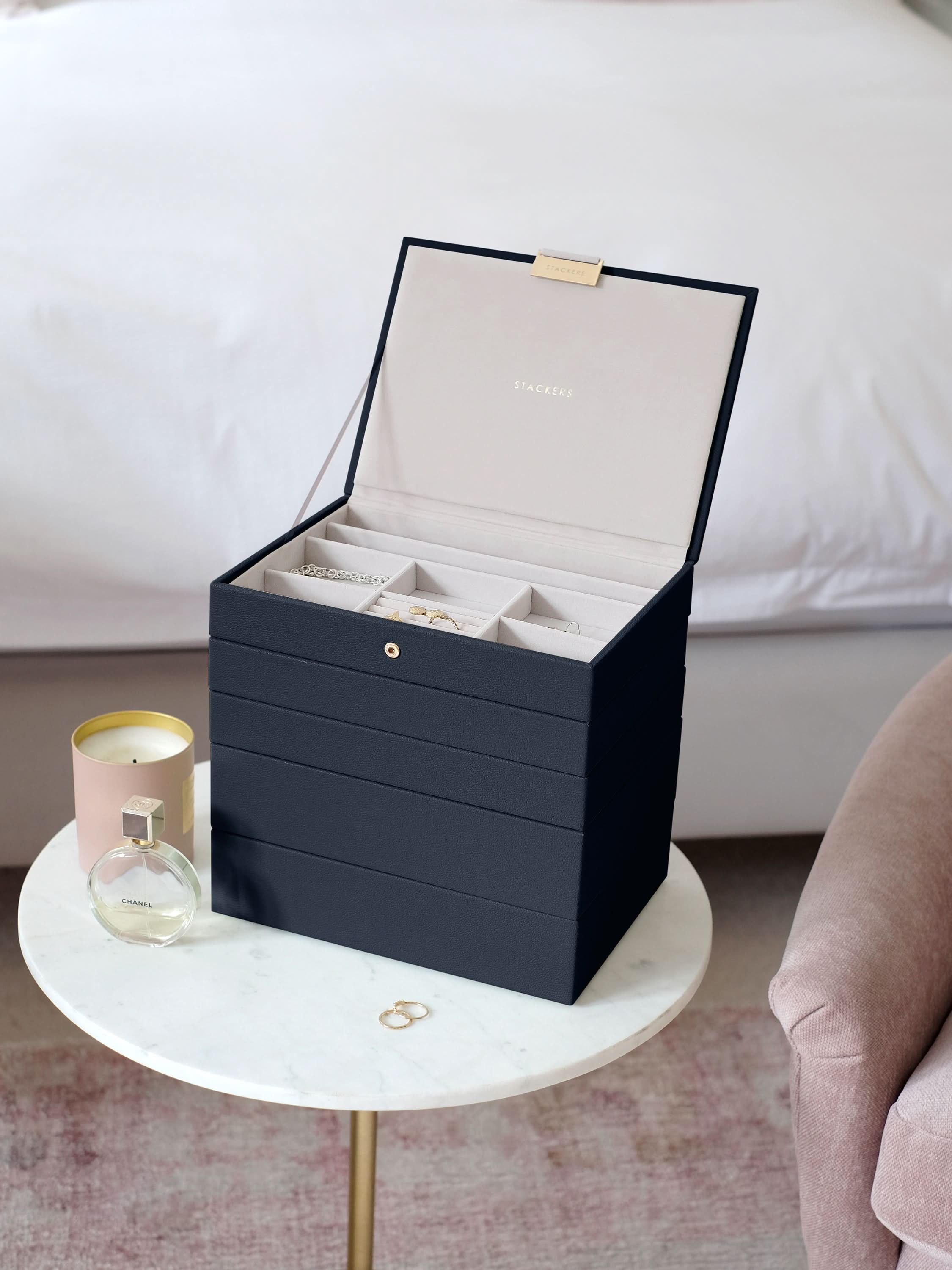 Stackers Klassieke Juwelendoos Set van 5 Marineblauw - Mystackers