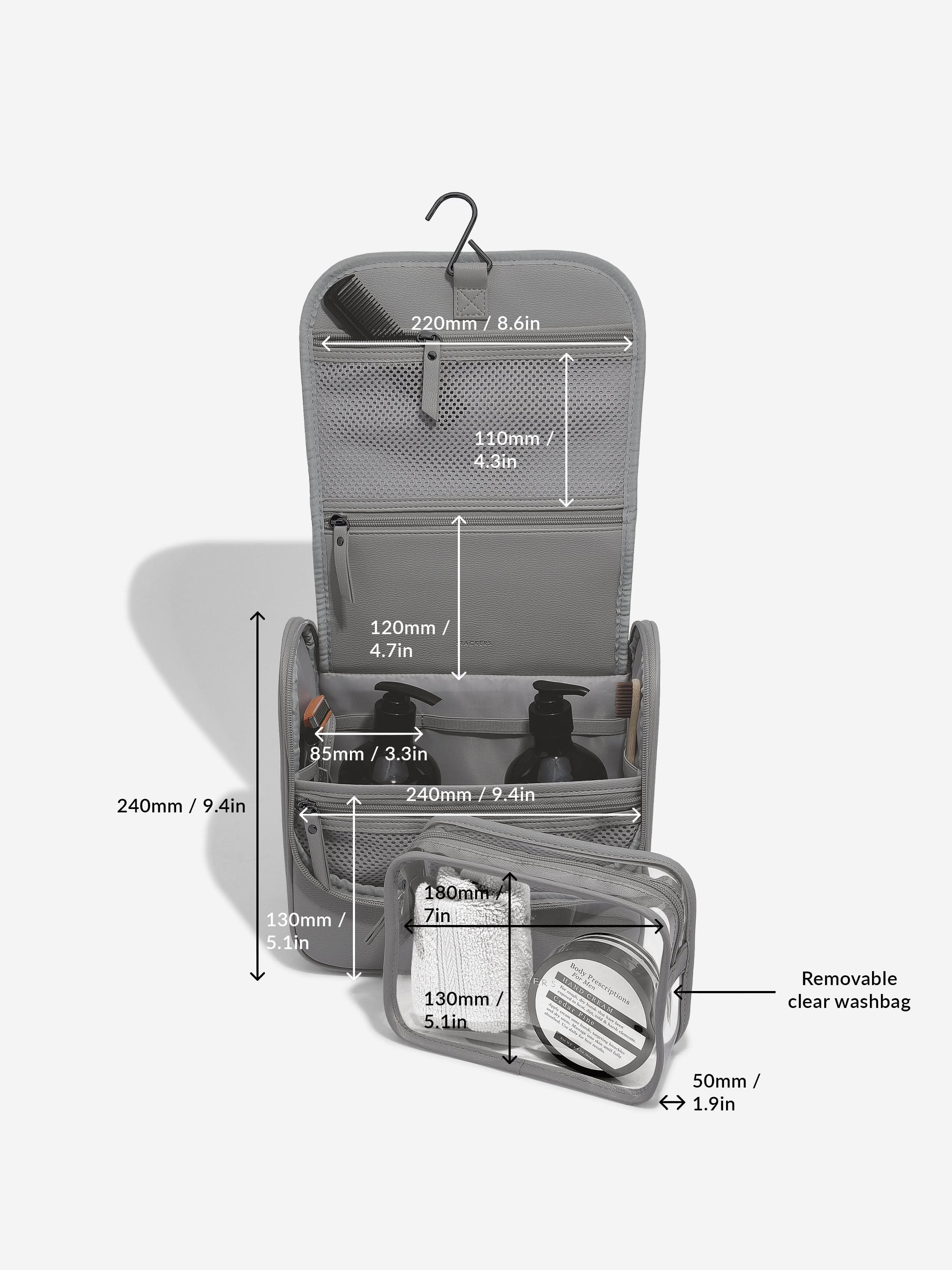 Stackers Trousse de toilette suspendue Gris foncé