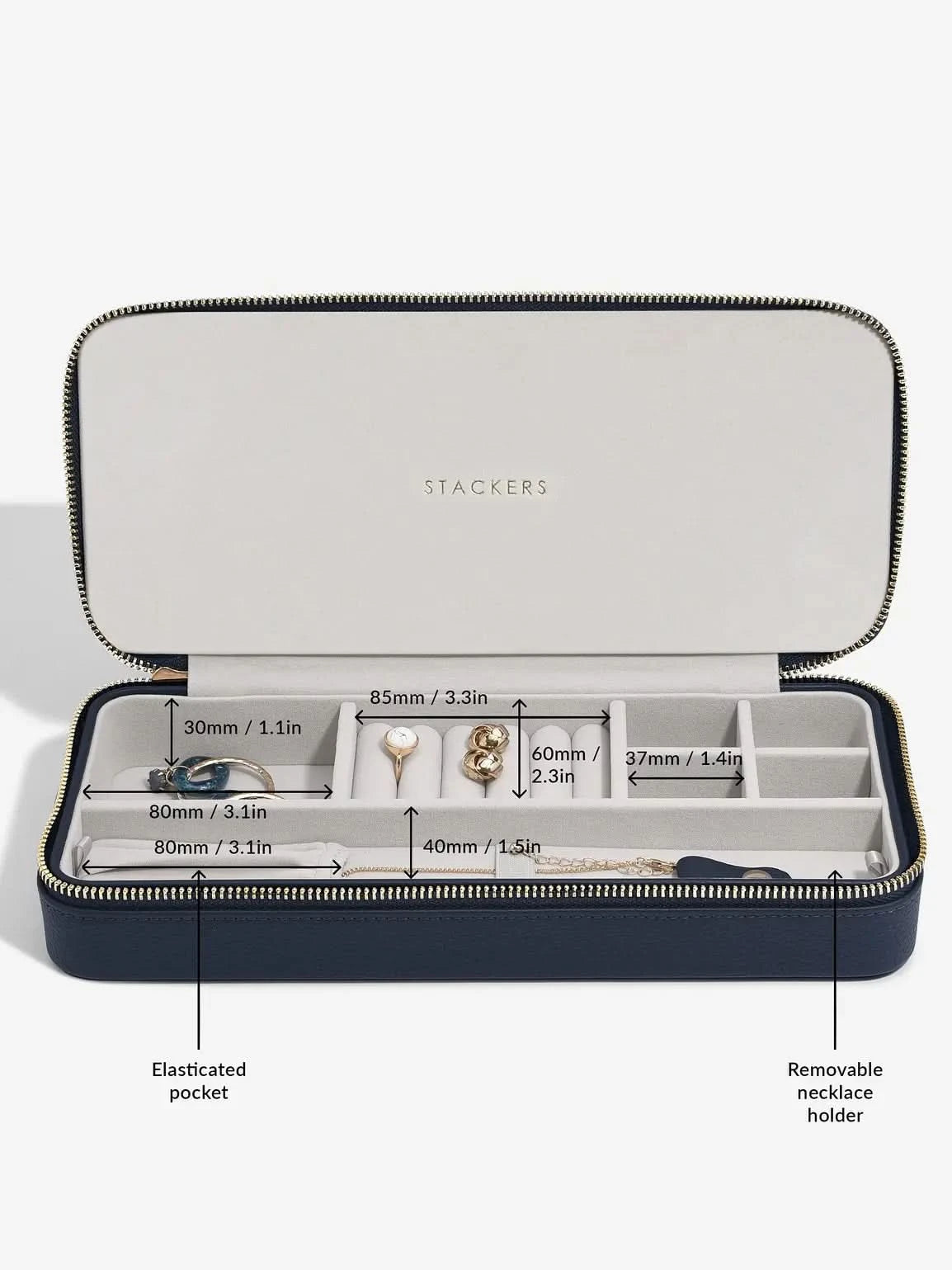 Stackers Langwerpige Reissieradendoos Marineblauw - Mystackers