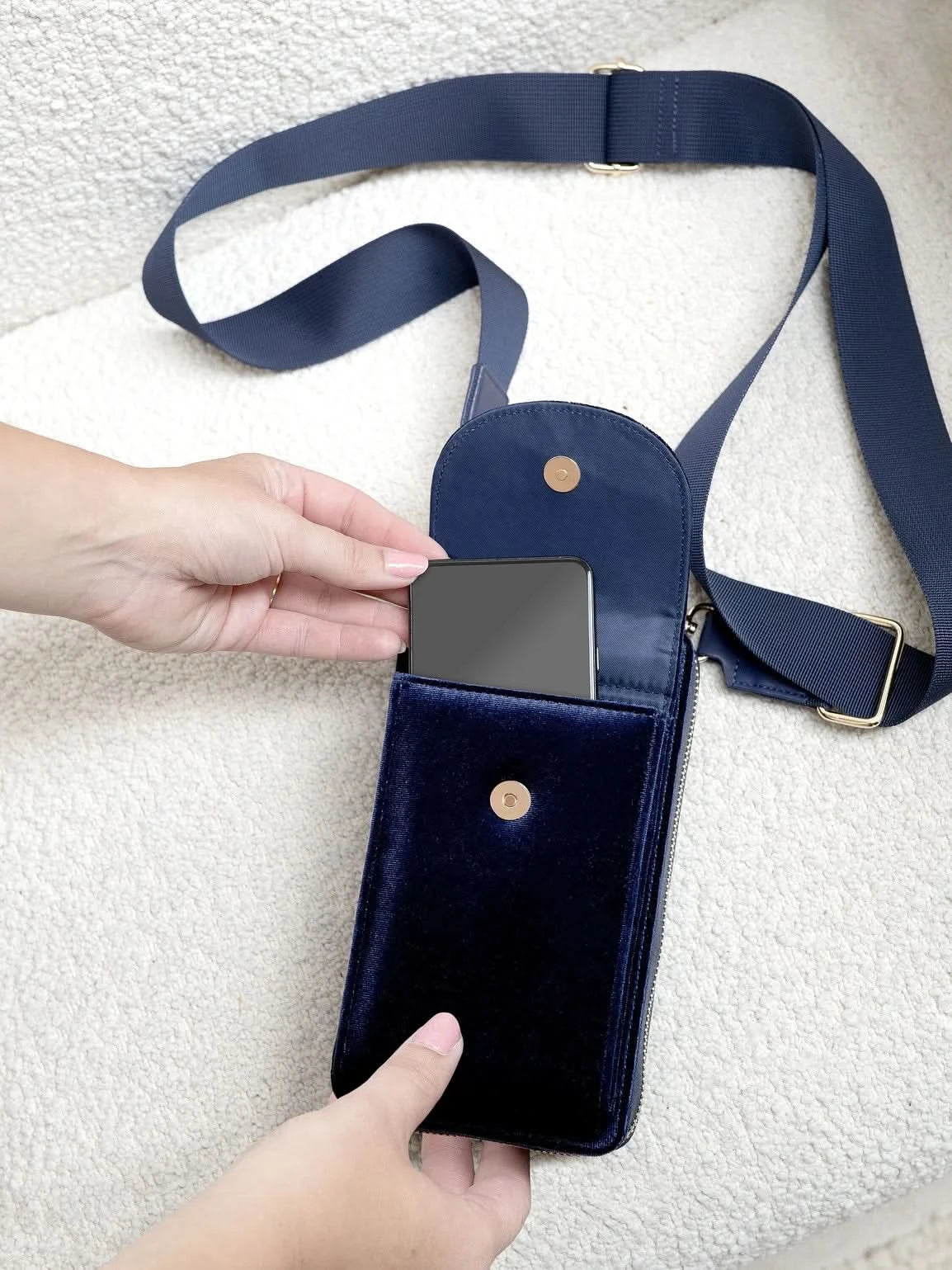 Stackers Heuptasje Marineblauw Fluweel - Mystackers