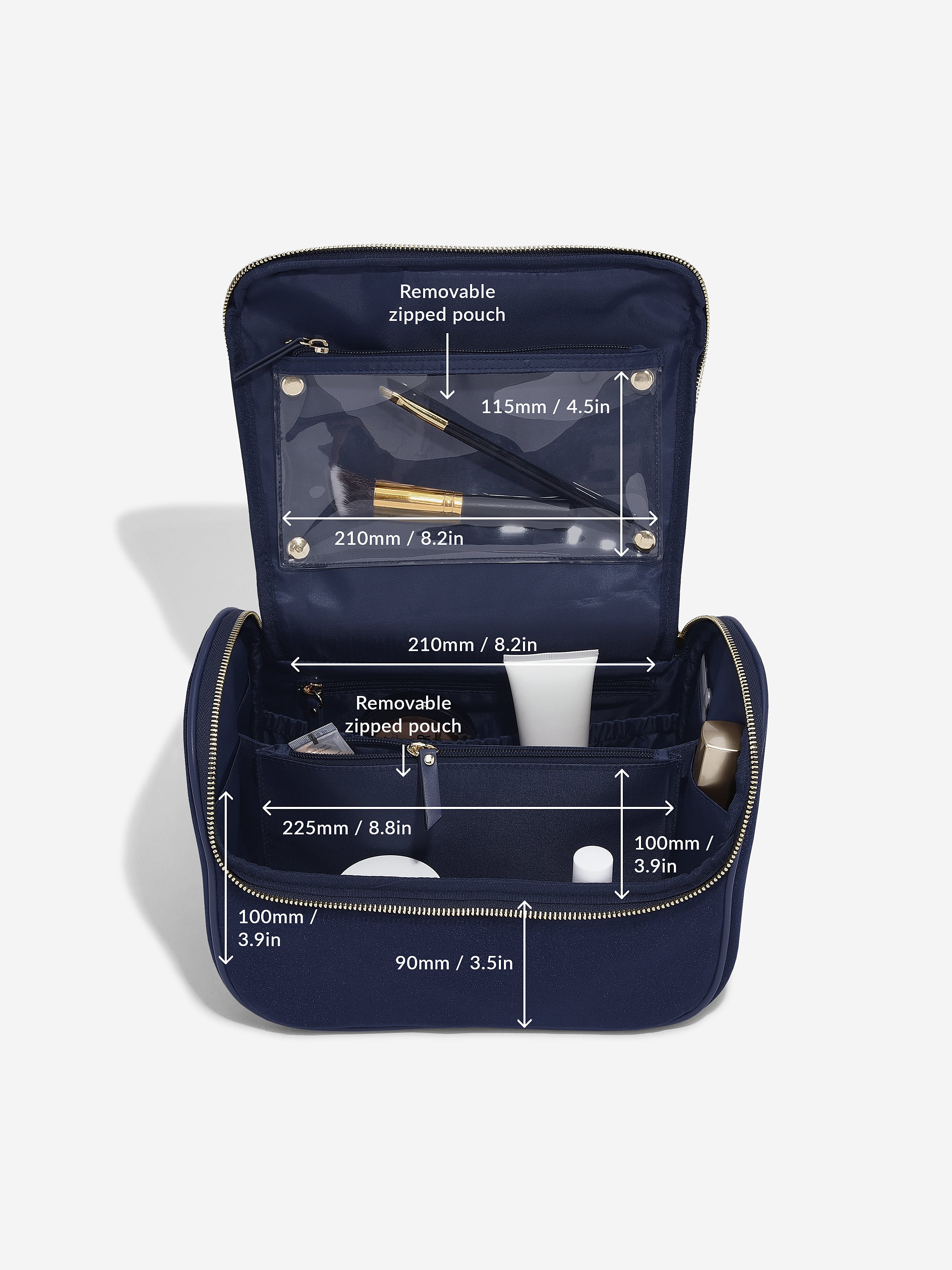 Stackers Grande Trousse à Cosmétiques Bleu Marine Velours