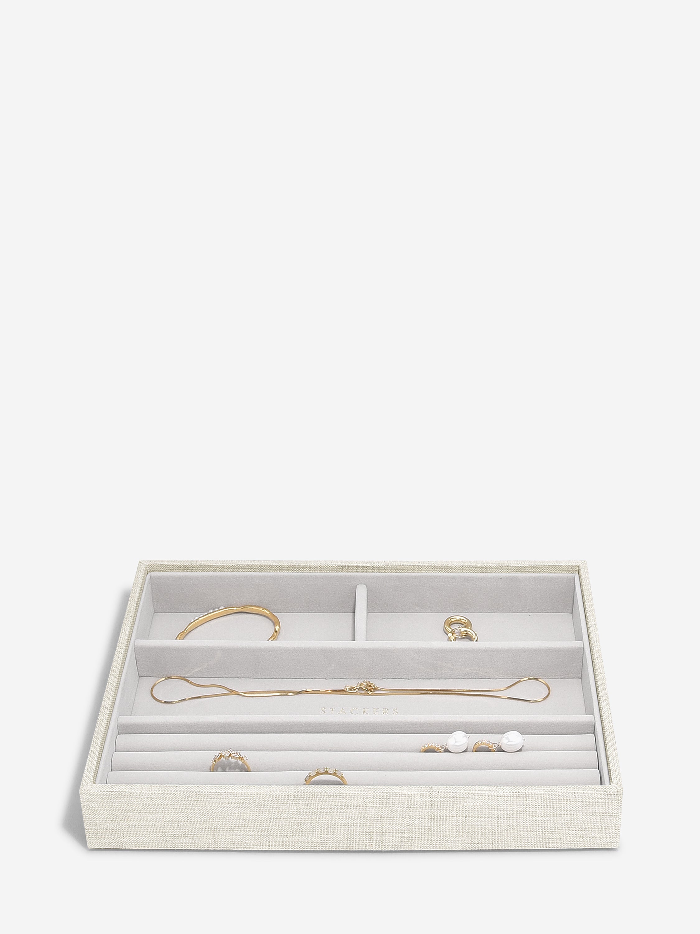 Stackers Ring & Armbandenlaag voor Klassieke Juwelendoos Havermout & Linnen