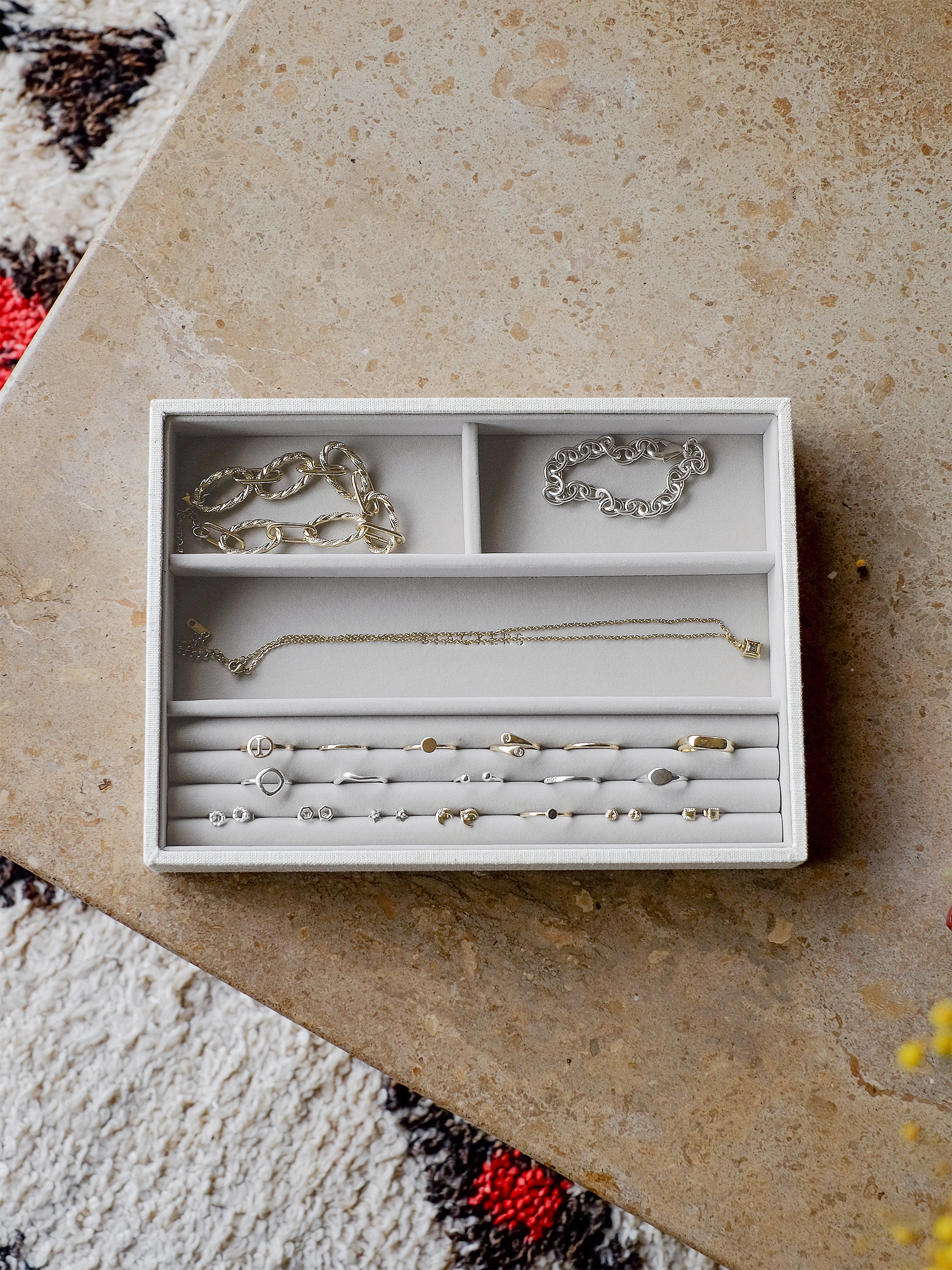 Stackers Ring & Armbandenlaag voor Klassieke Juwelendoos Havermout & Linnen