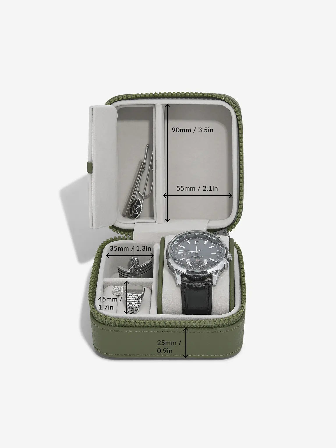 Stackers Horloge- & juwelenbox Groen Canvas