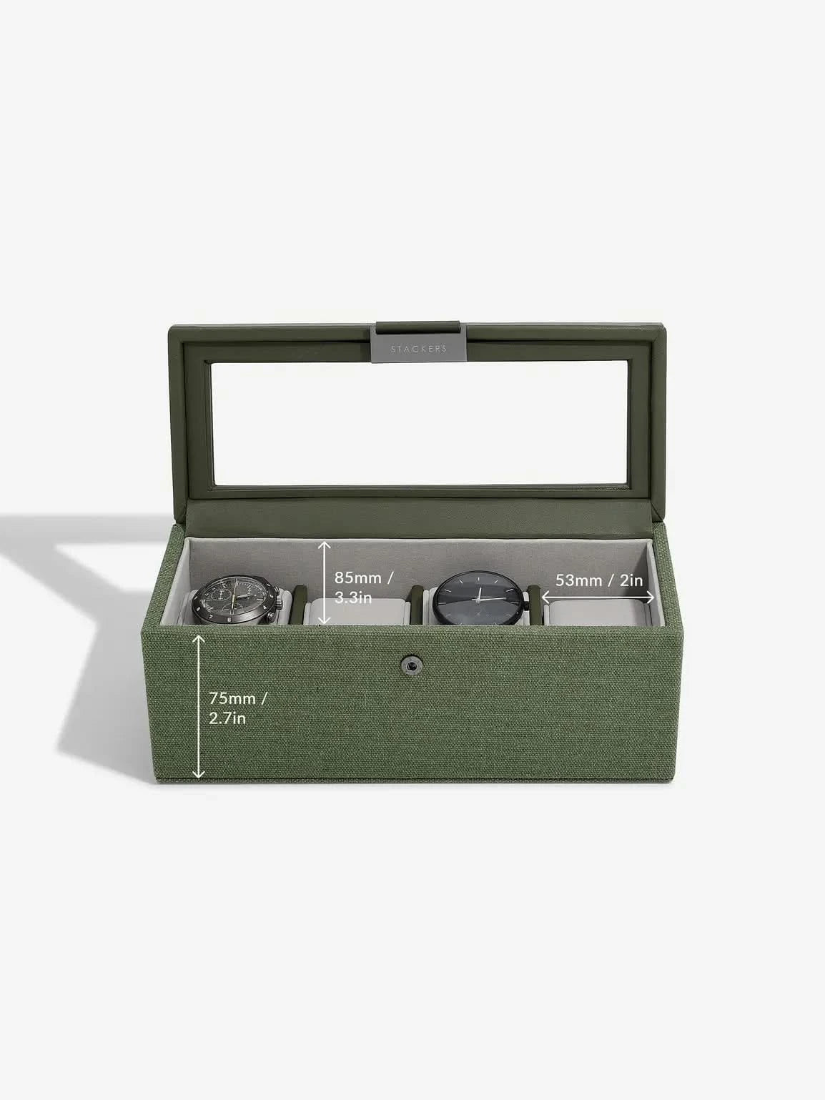 Stackers Vierdelige Horlogedoos Groen Canvas - Mystackers