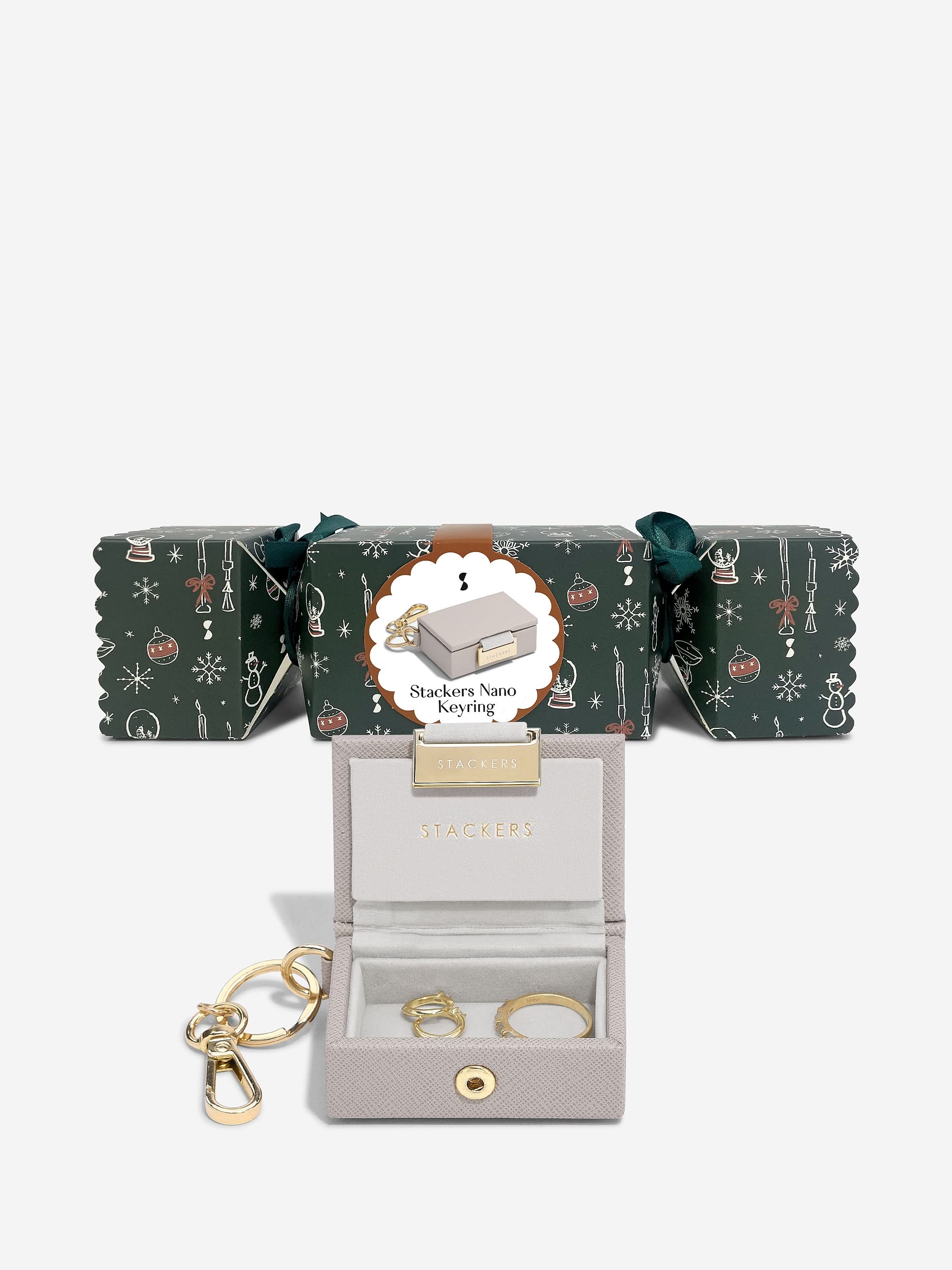 Stackers Jewellery Box Keyring in Party Cracker Taupe