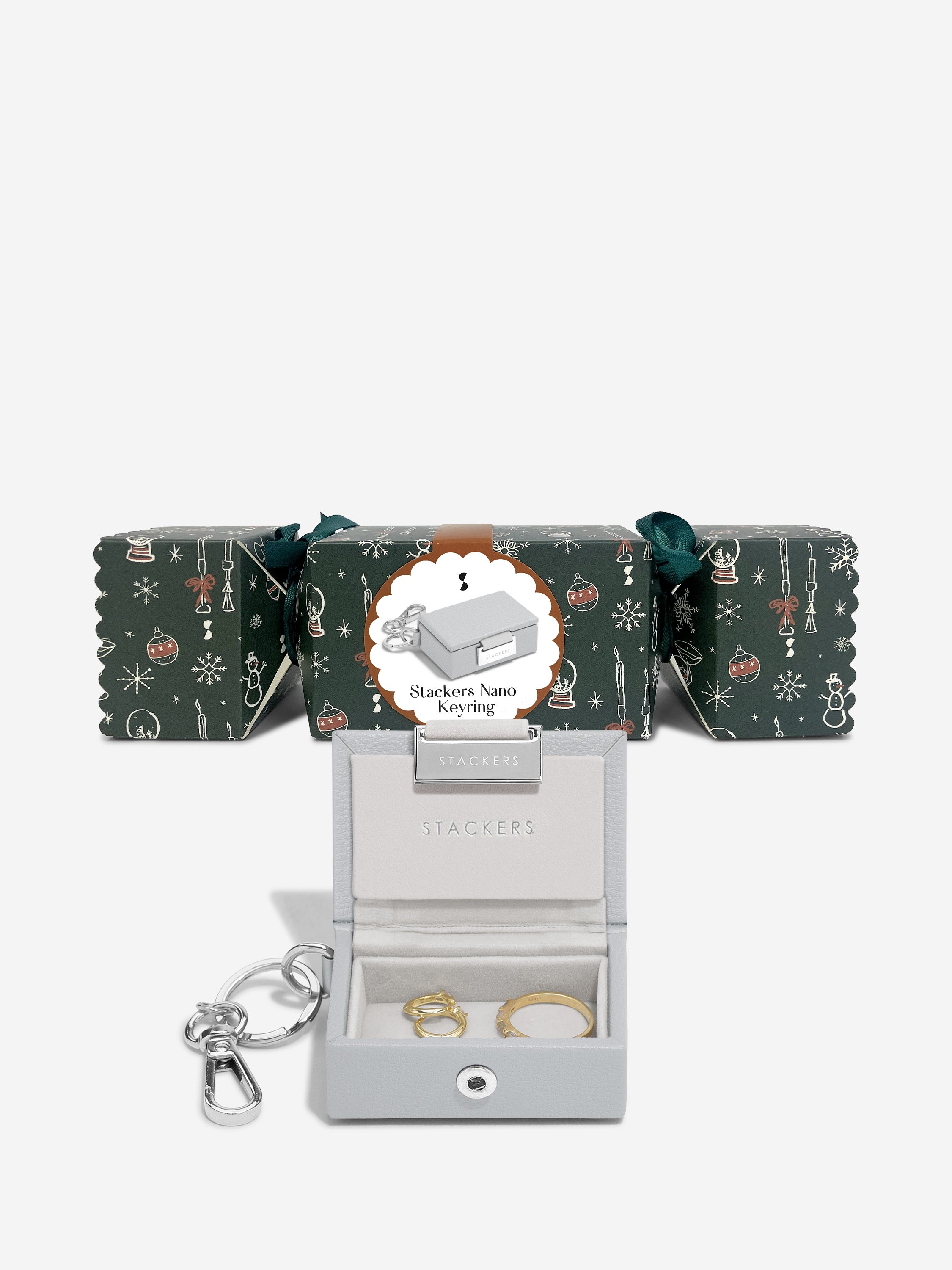 Stackers Juwelendoos Sleutelhanger in Feestcracker Grijs