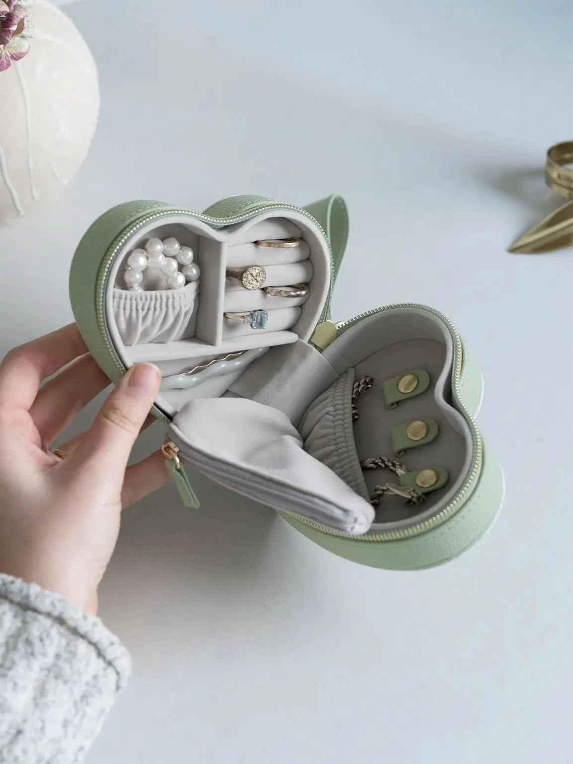 Stackers Mama Heart Travel Jewellery Box Groen