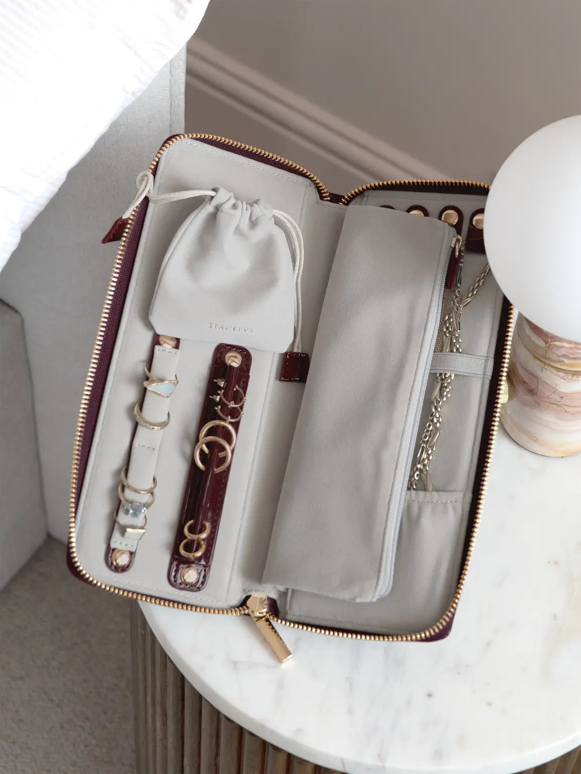 Stackers Jewellery Roll Kersenrood Gelakt