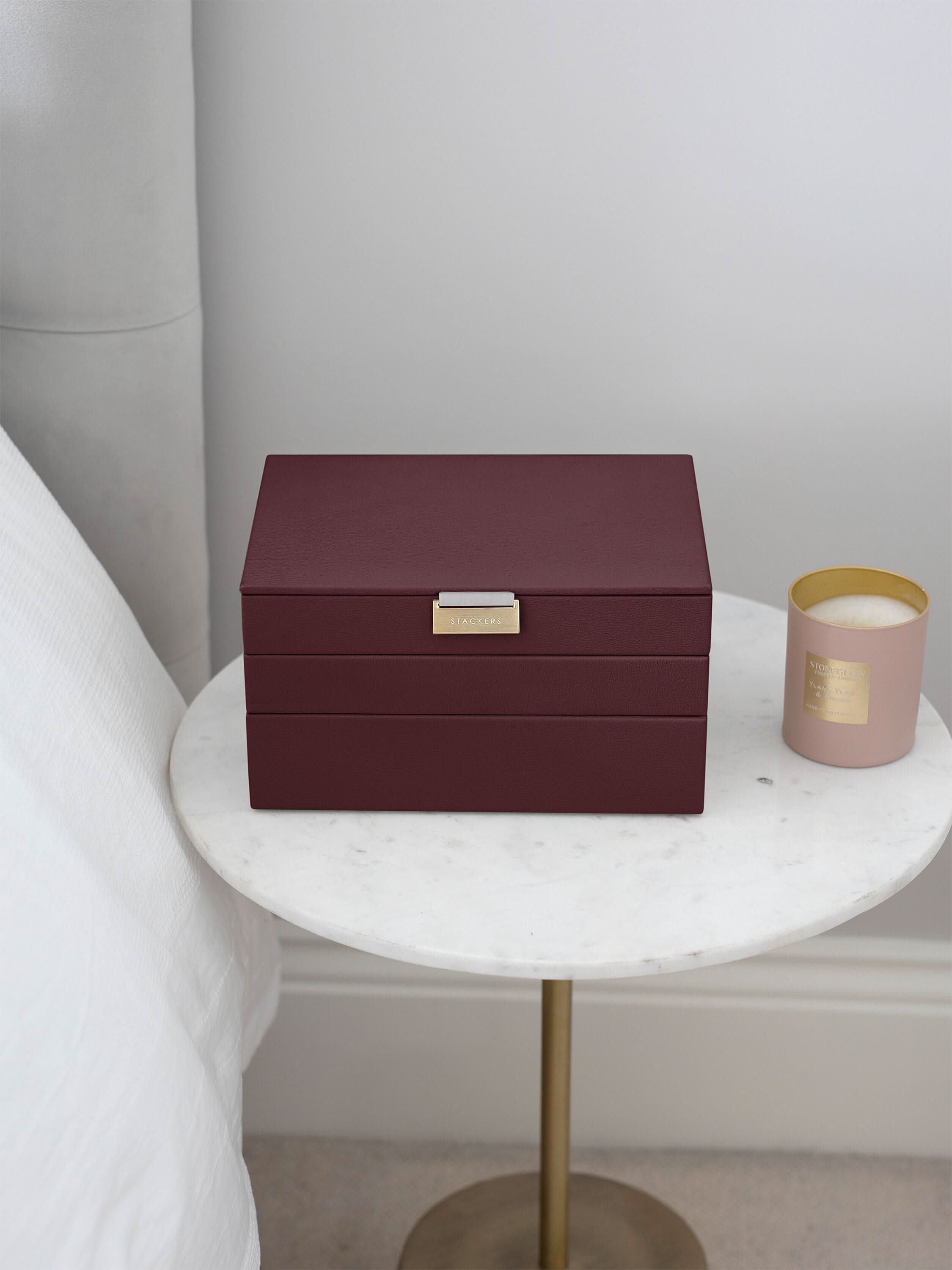 Stackers Classic Jewellery Box Set of 3 Burgundy