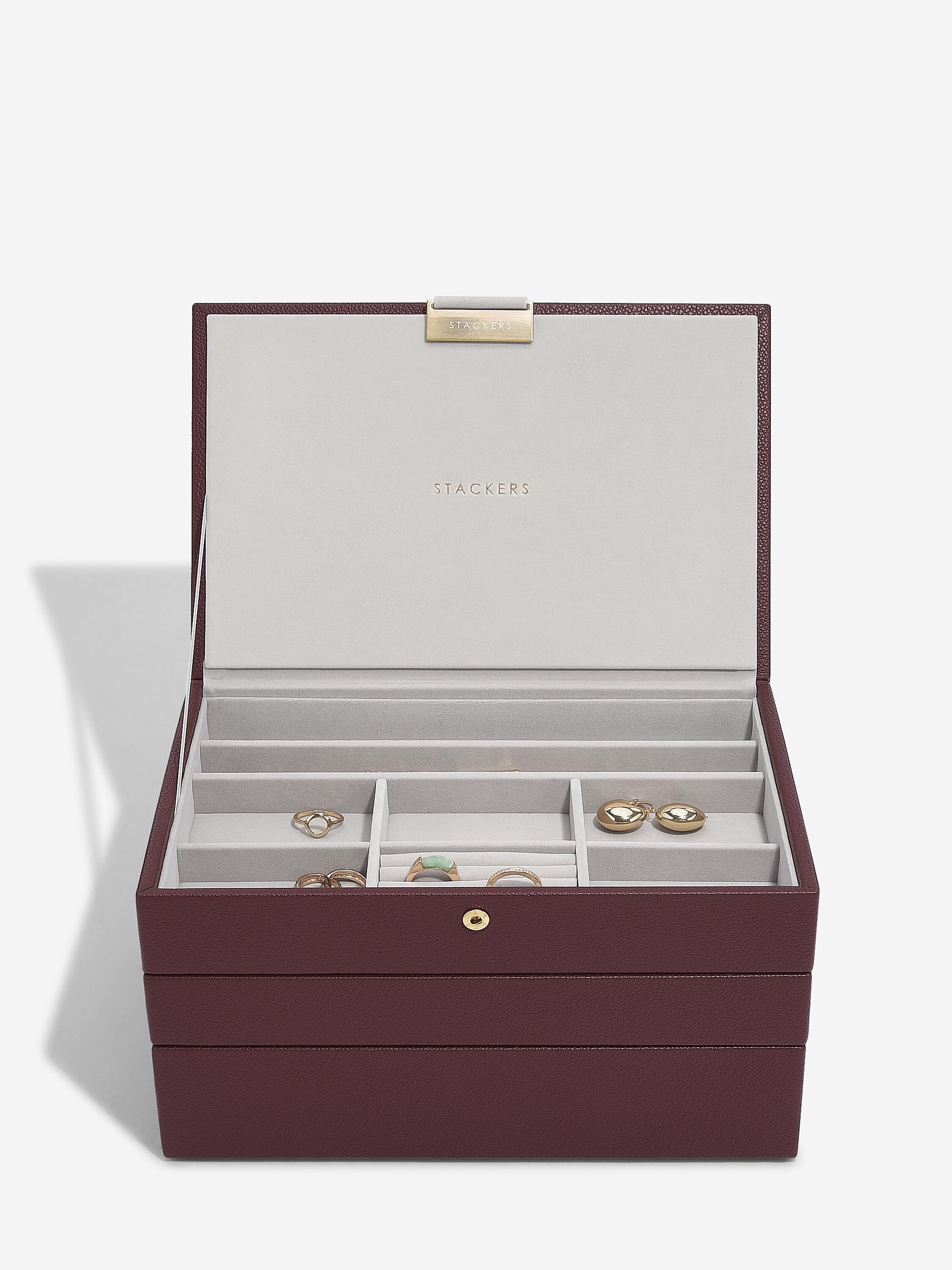Stackers Classic Jewellery Box Set of 3 Burgundy