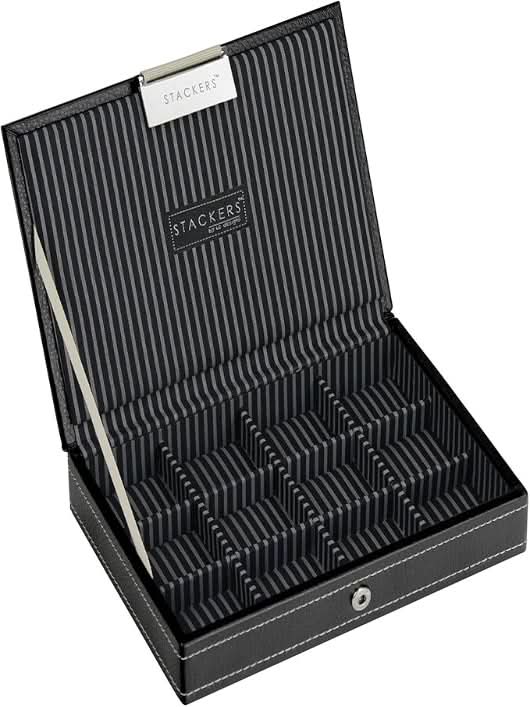 Stackers Deksel voor Mini Juwelendoos Zwart Gestreept - Mystackers