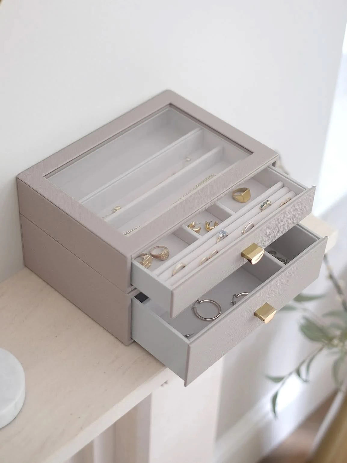 Stackers Klassieke Display Juwelendoos Set van 2 Taupe - Mystackers