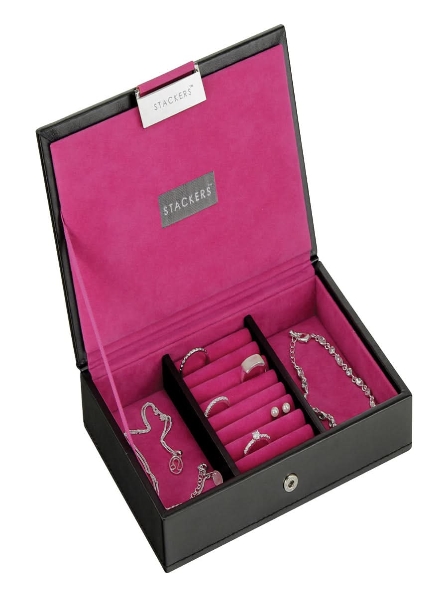 Stackers Deksel voor Mini Juwelendoos Zwart & Roze - Mystackers