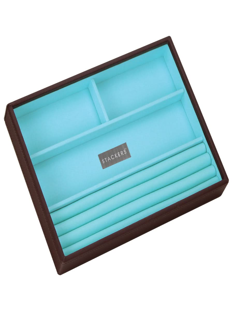 Stackers Ring & Armbandenlaag voor Klassieke Juwelendoos Chocolade Bruin - Mystackers