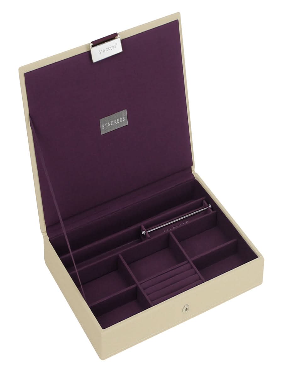 Stackers Deksel voor Klassieke Juwelendoos Beige & Paars - Mystackers