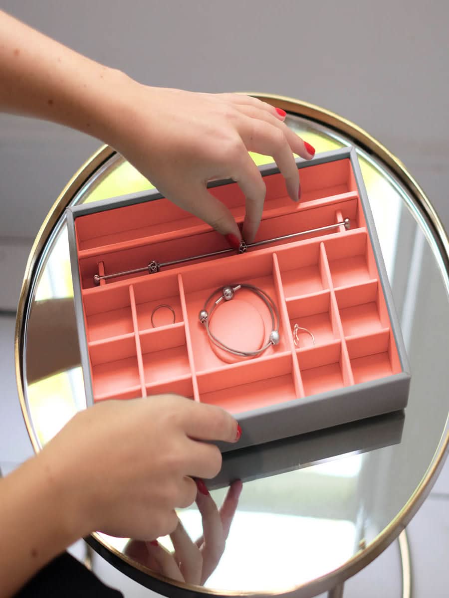 Stackers Bedelsieradenlaag voor Klassieke Juwelendoos Grijs Koraal - Mystackers