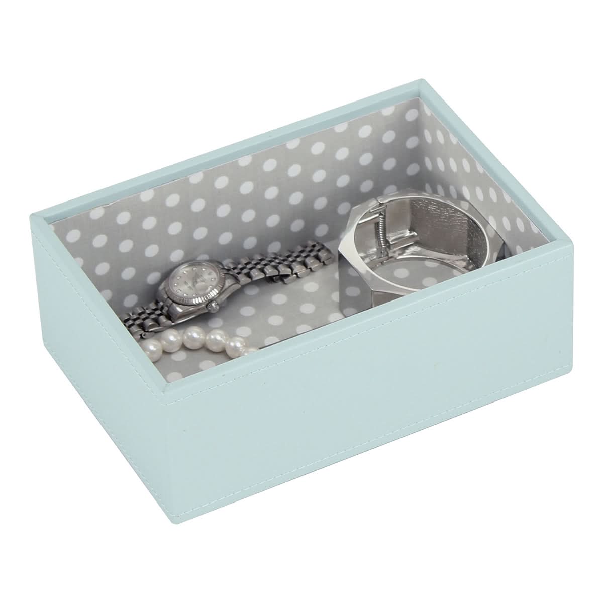 Stackers Mini Horloge & Accessoirelaag Aqua/Grijs met Polkadots - Mystackers