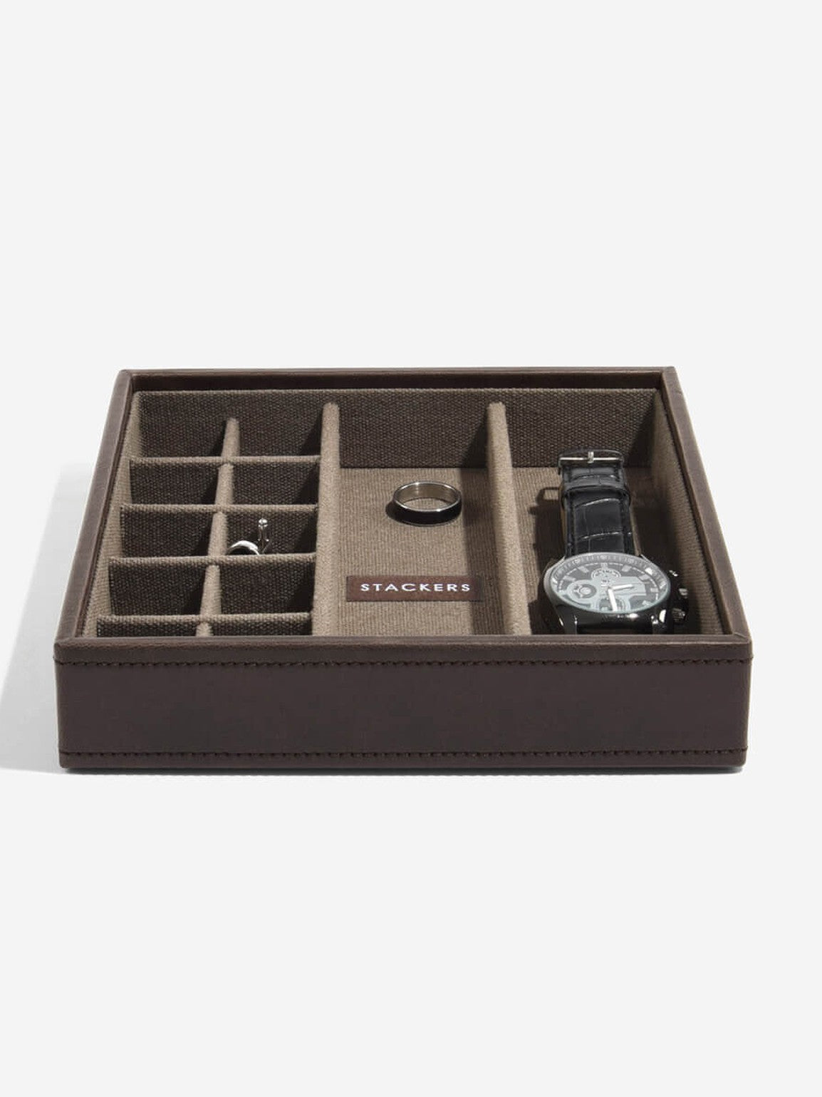 Stackers Horloge & Manchetknopenbox Bruin & Kaki - Mystackers
