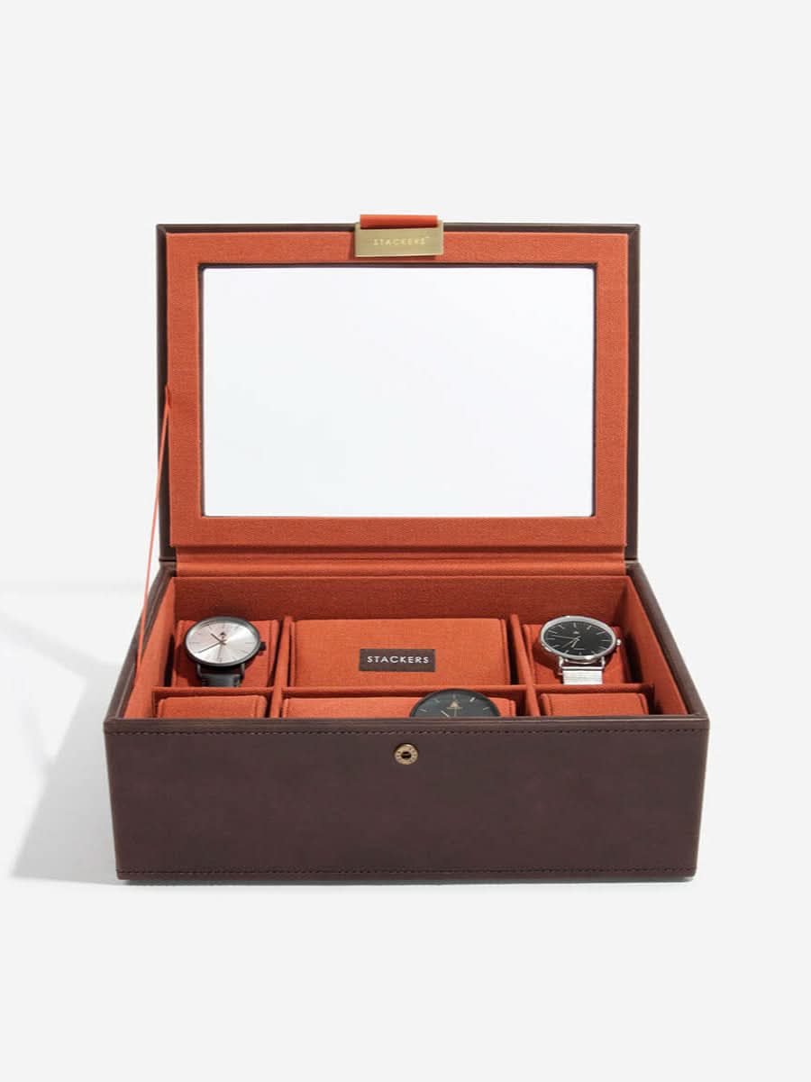 Stackers Deksel voor Achtdelige Horlogebox Bruin & Oranje - Mystackers