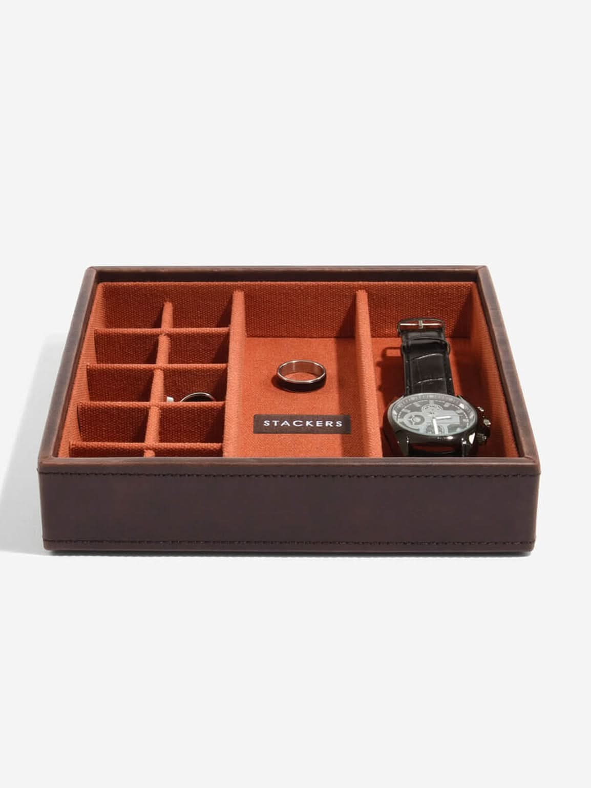 Stackers Horloge & Manchetknopenbox Bruin & Oranje - Mystackers