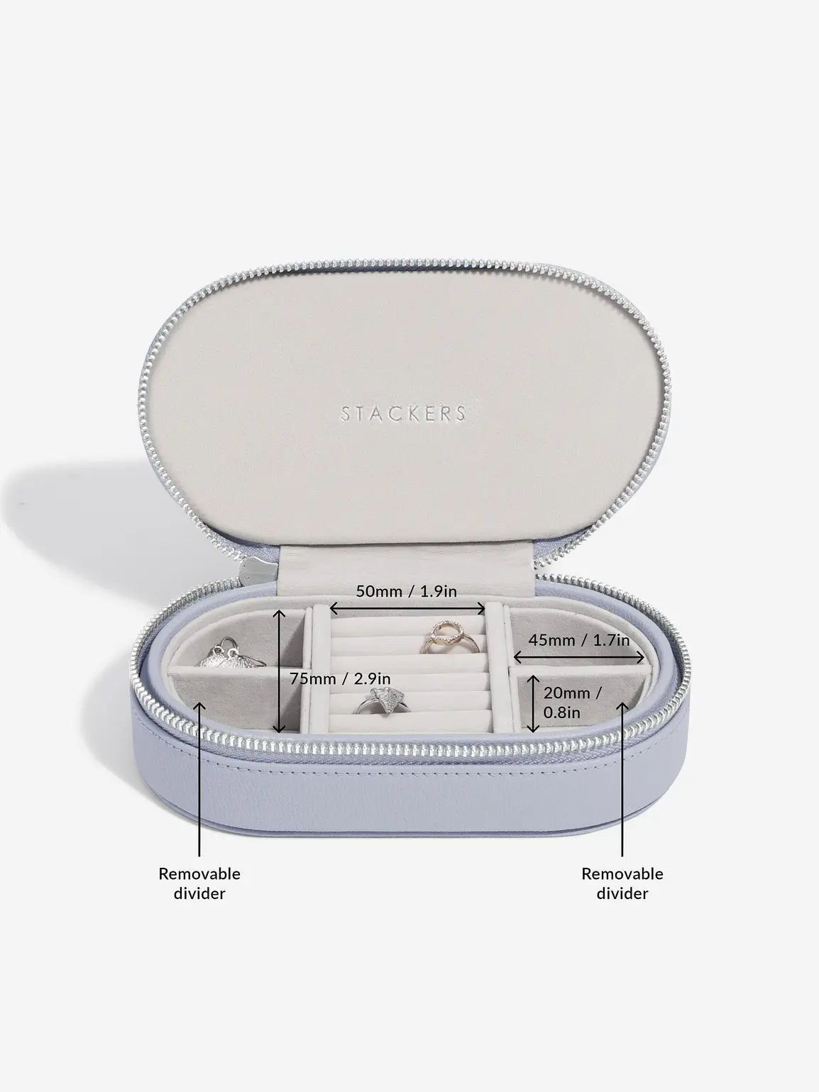 Stackers Ovale Travel Jewellery Box Lavendel - Mystackers