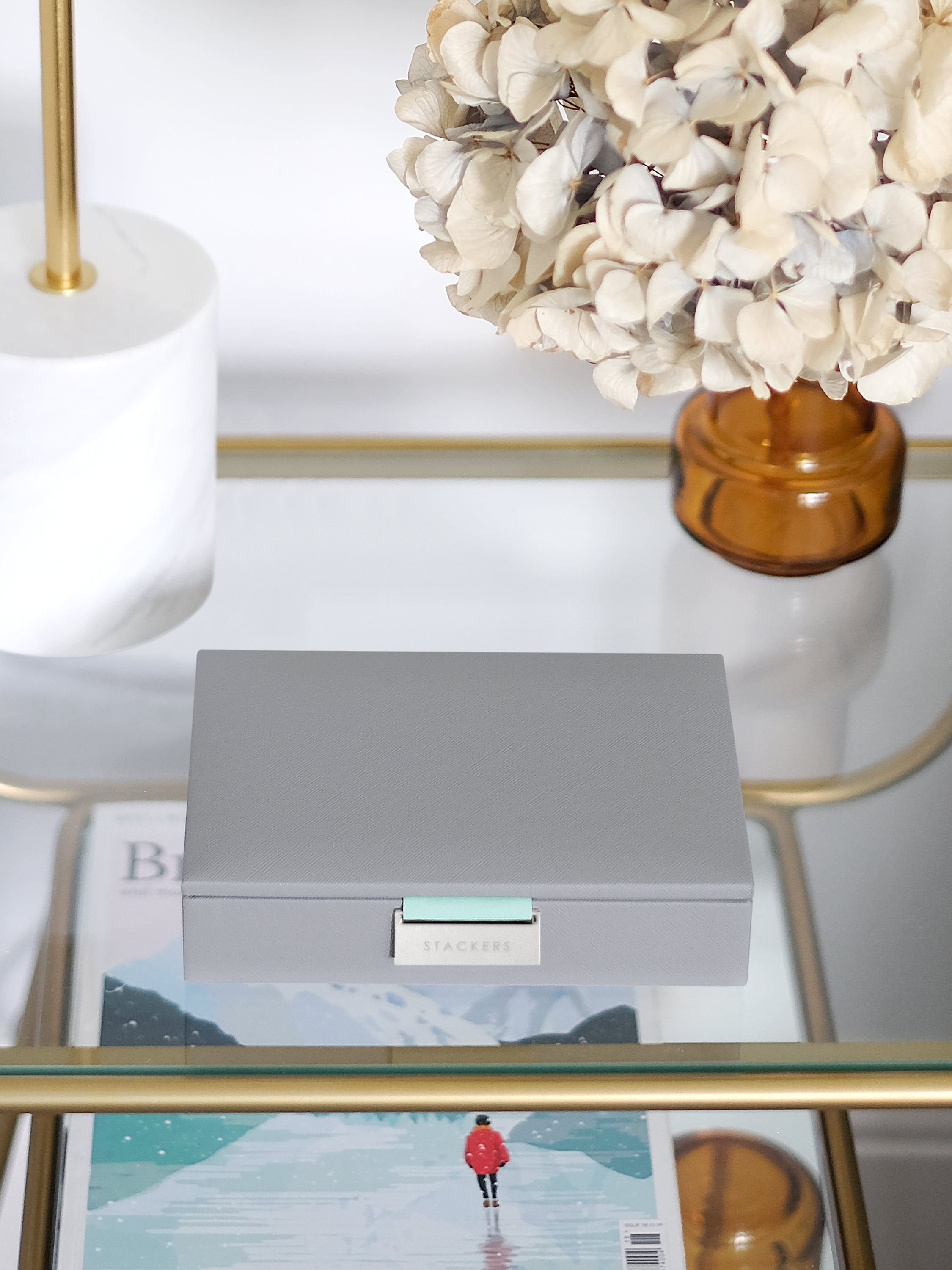 Stackers Lid for Mini Jewellery Box Grey & Mint