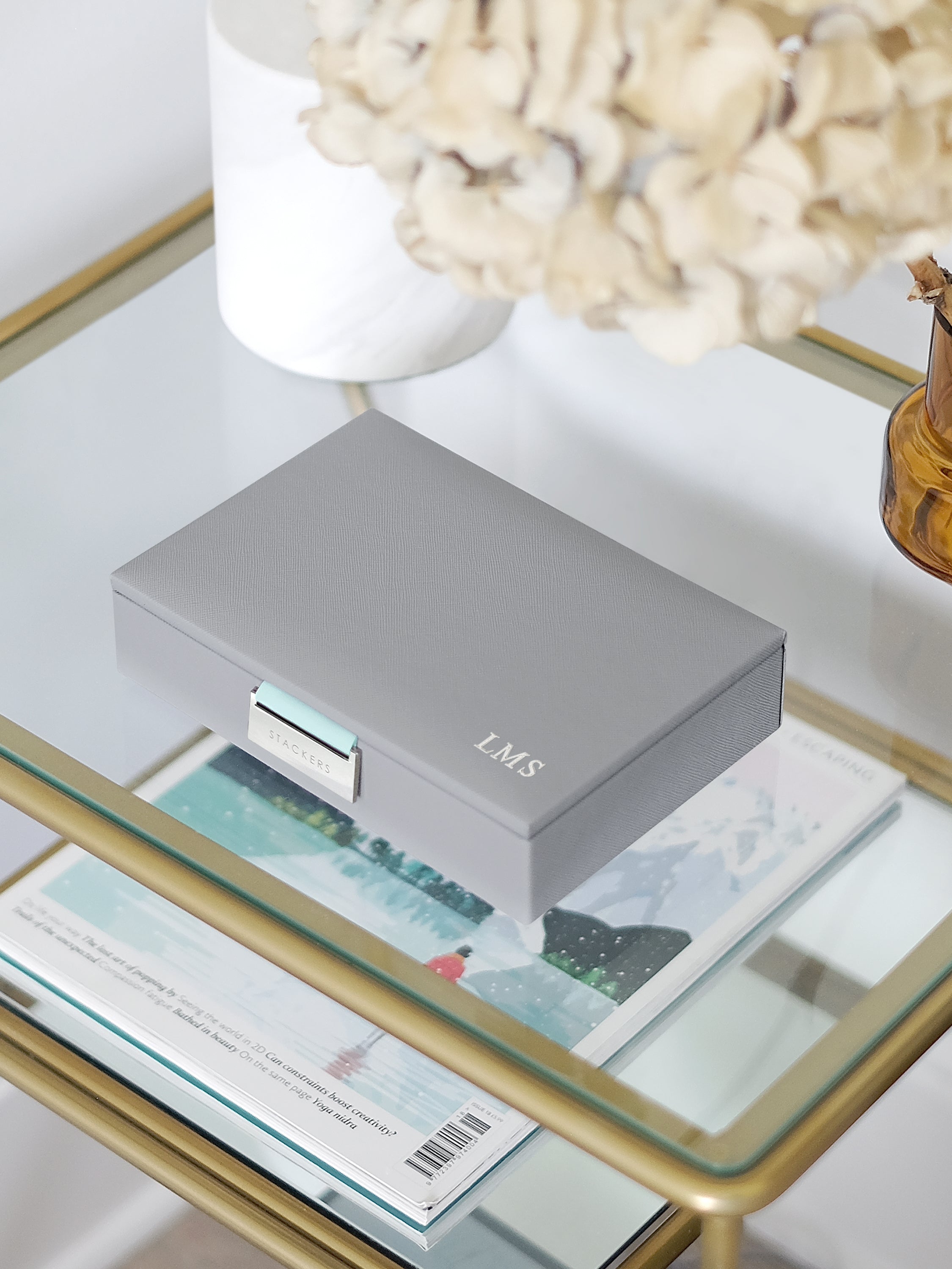 Stackers Lid for Mini Jewellery Box Grey & Mint