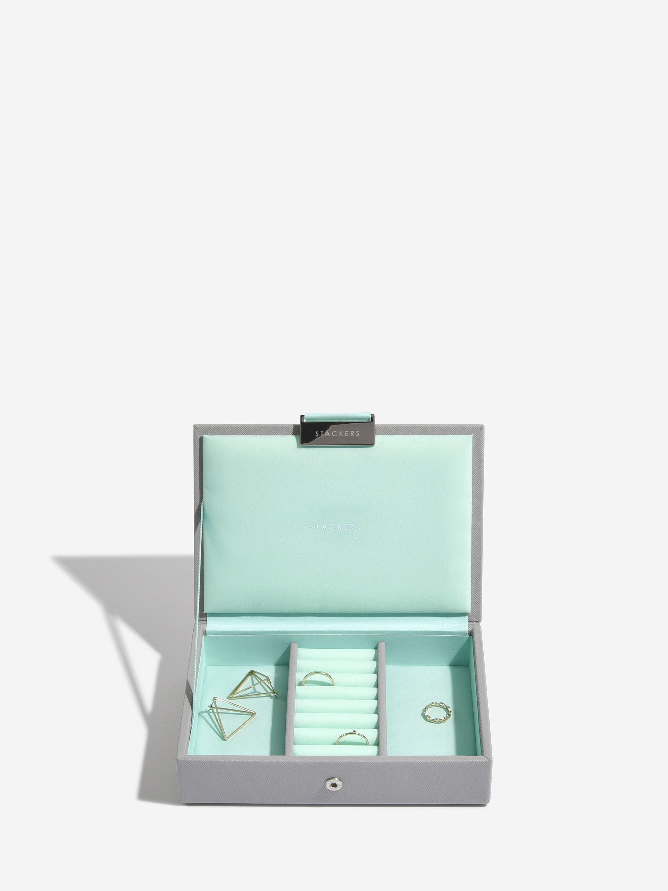 Stackers Lid for Mini Jewellery Box Grey & Mint