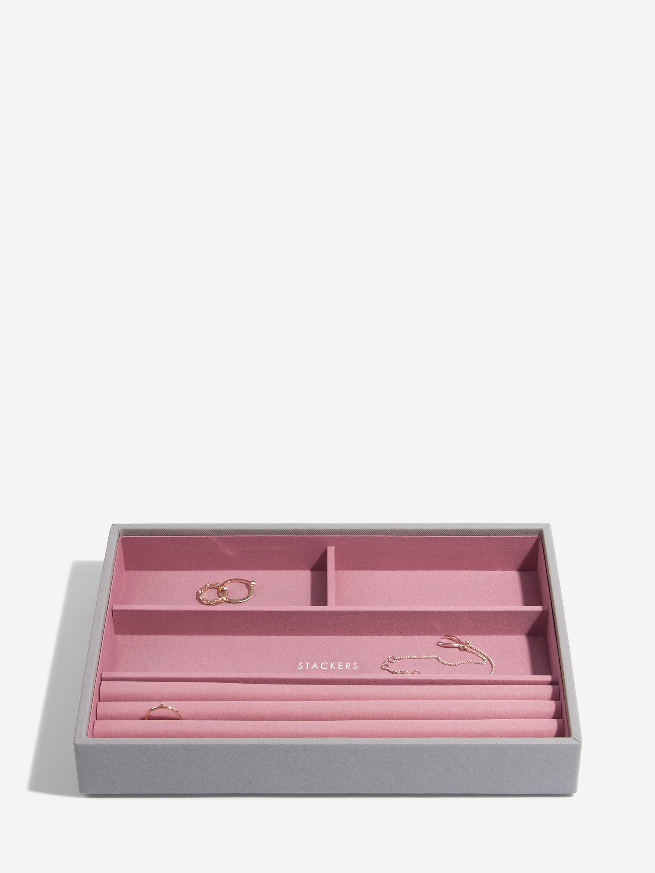 Stackers Compartiment pour bagues & bracelets pour boîte à bijoux classique Gris & Rose
