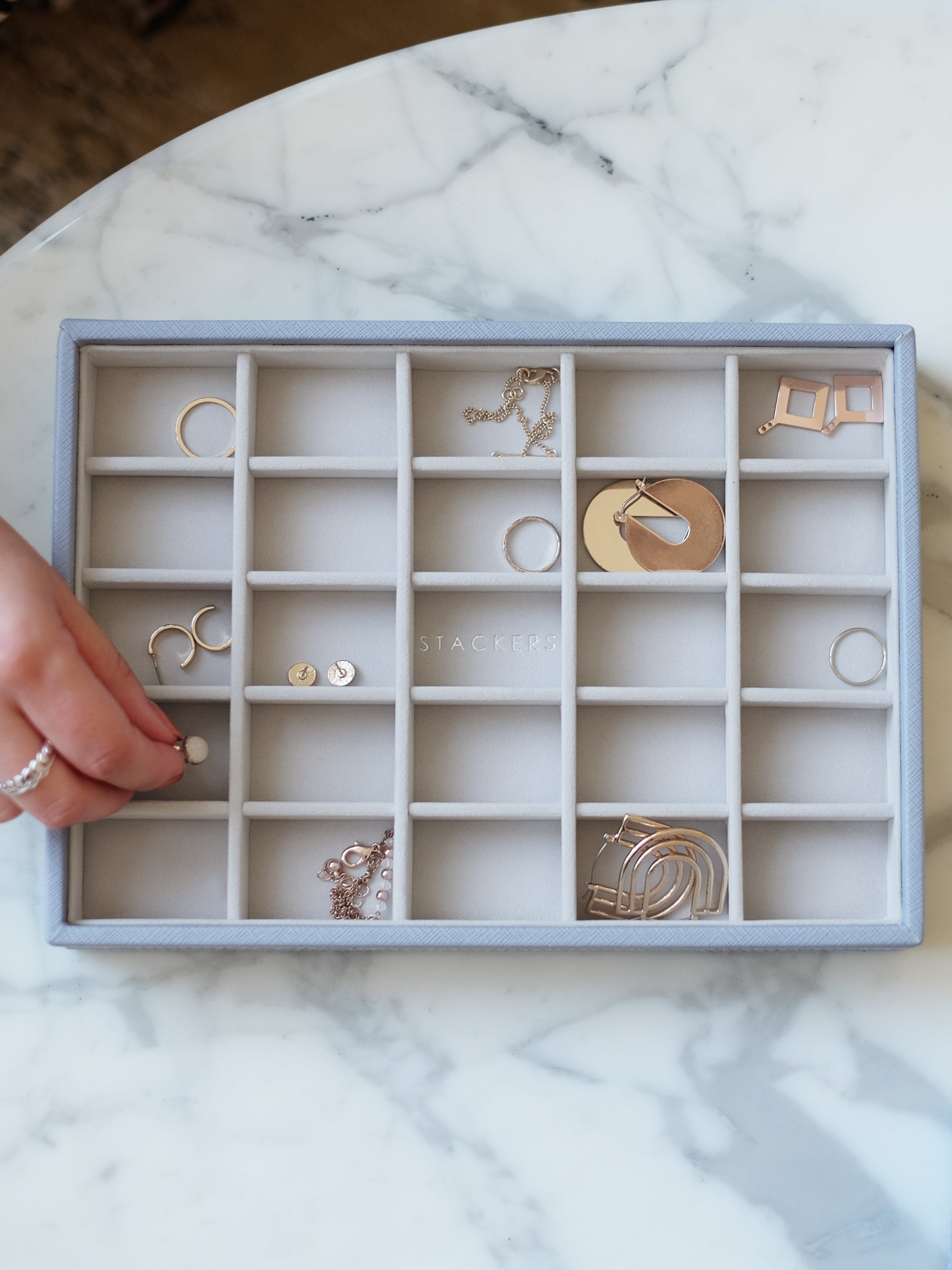 Stackers kleine Sieradenlaag voor Klassieke Juwelendoos Blauw