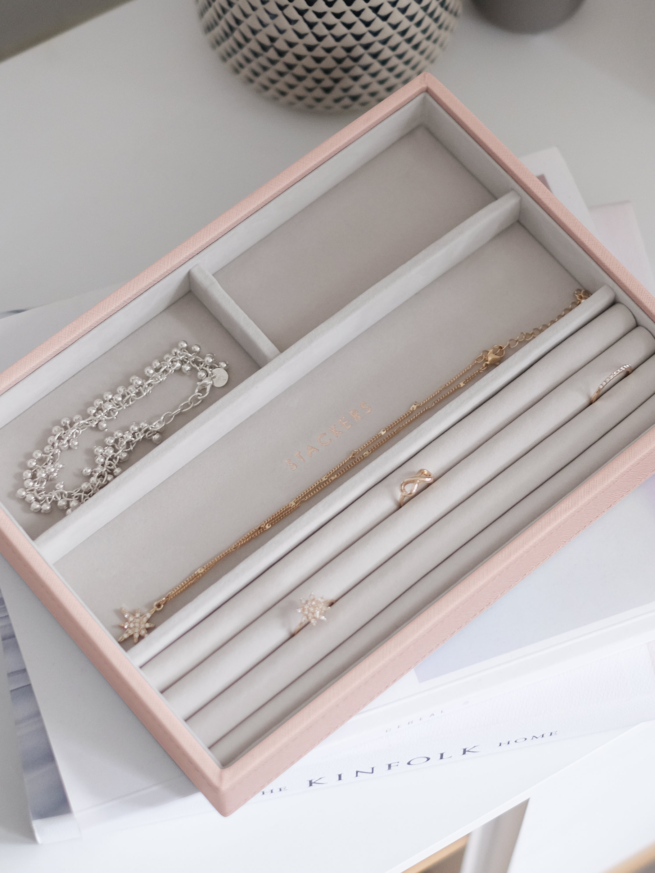 Stackers Compartiment pour bagues & bracelets pour boîte à bijoux classique Rose