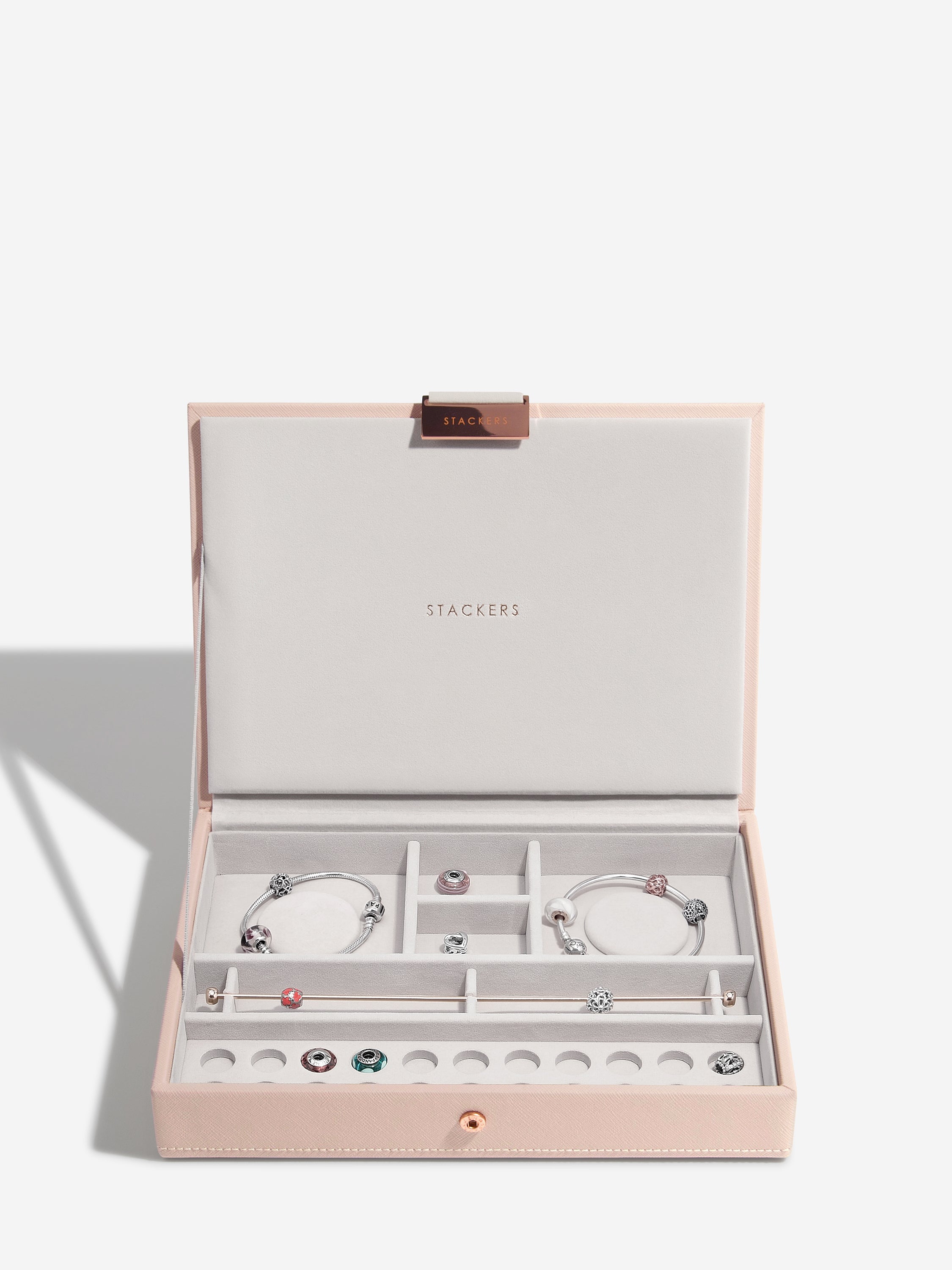 Stackers Couvercle de boîte à bijoux classique pour breloques/charms rose