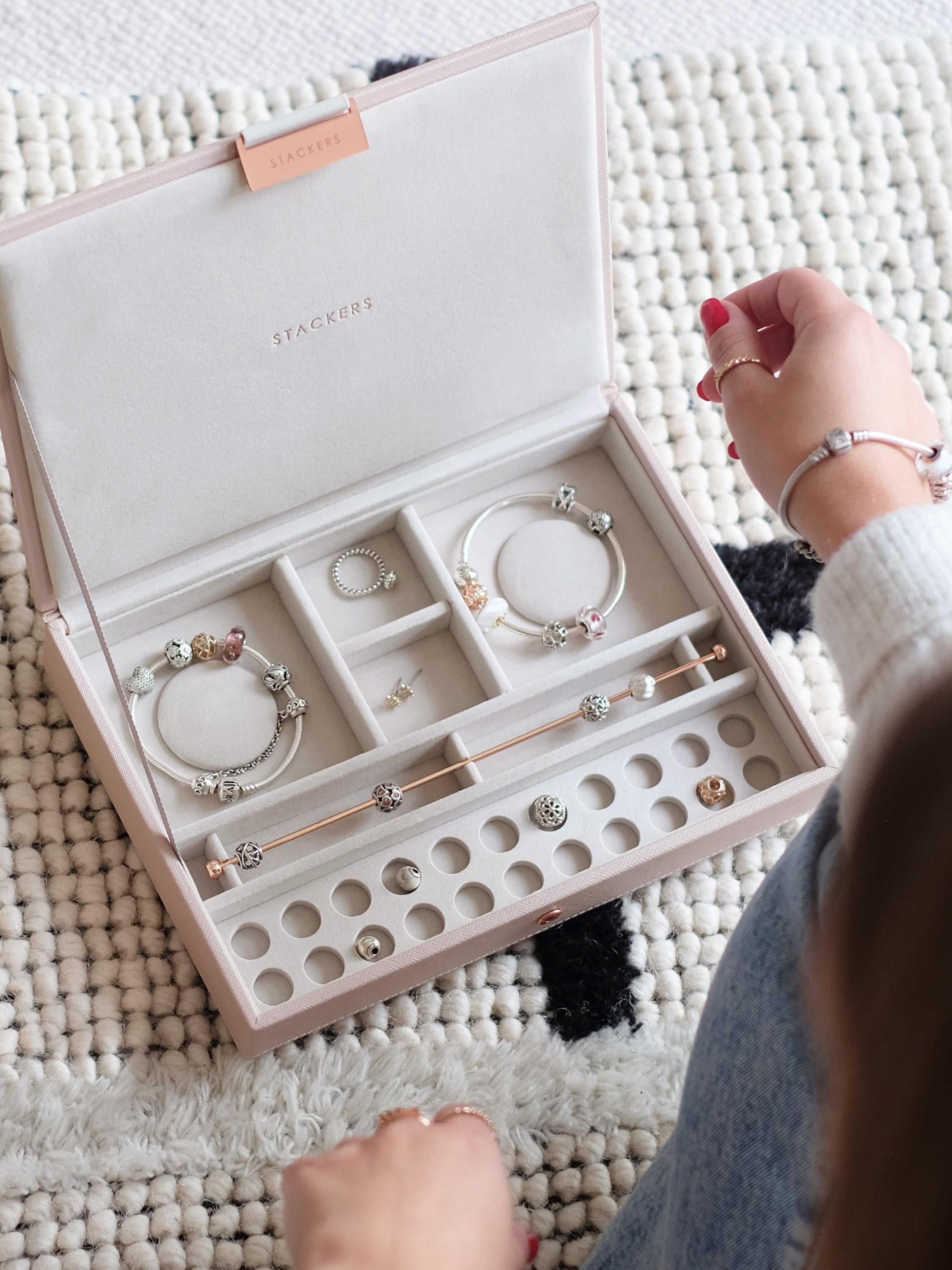 Stackers Couvercle de boîte à bijoux classique pour breloques/charms rose
