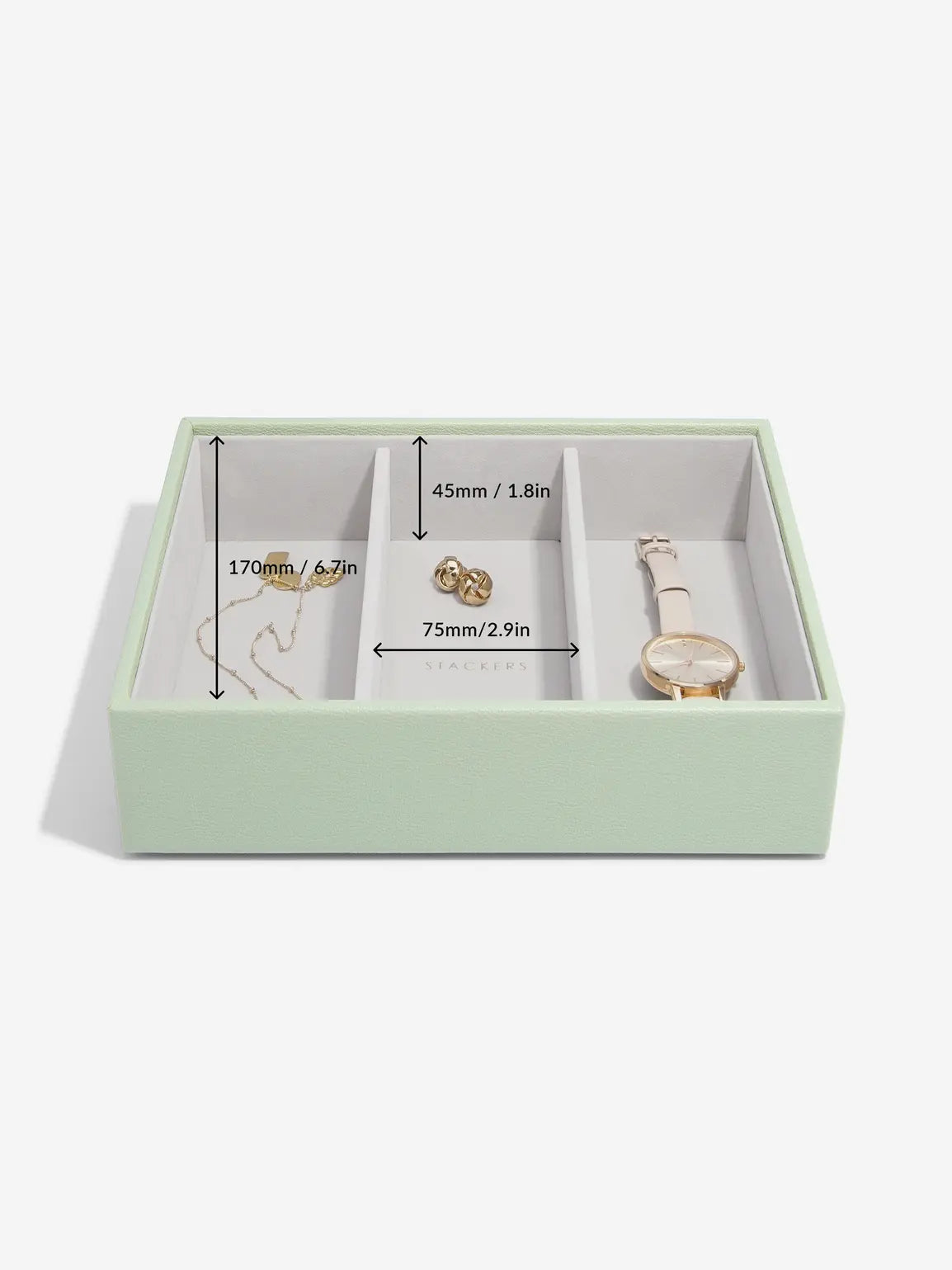 Stackers Couche pour montres et accessoires pour boîte à bijoux classique Vert sauge