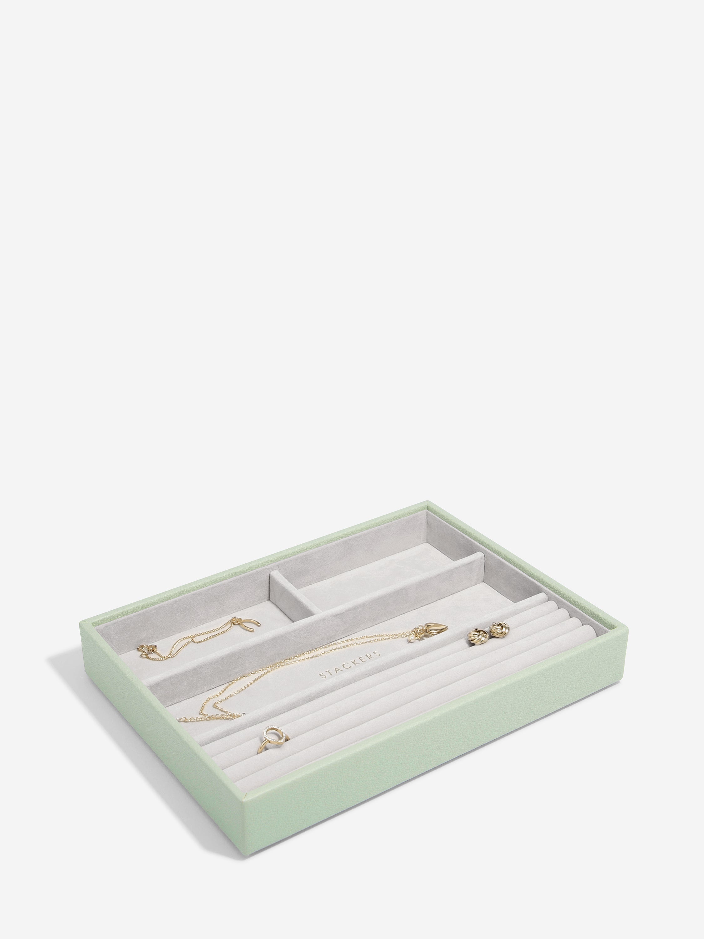 Stackers Compartiment pour bagues & bracelets pour boîte à bijoux classique Vert sauge