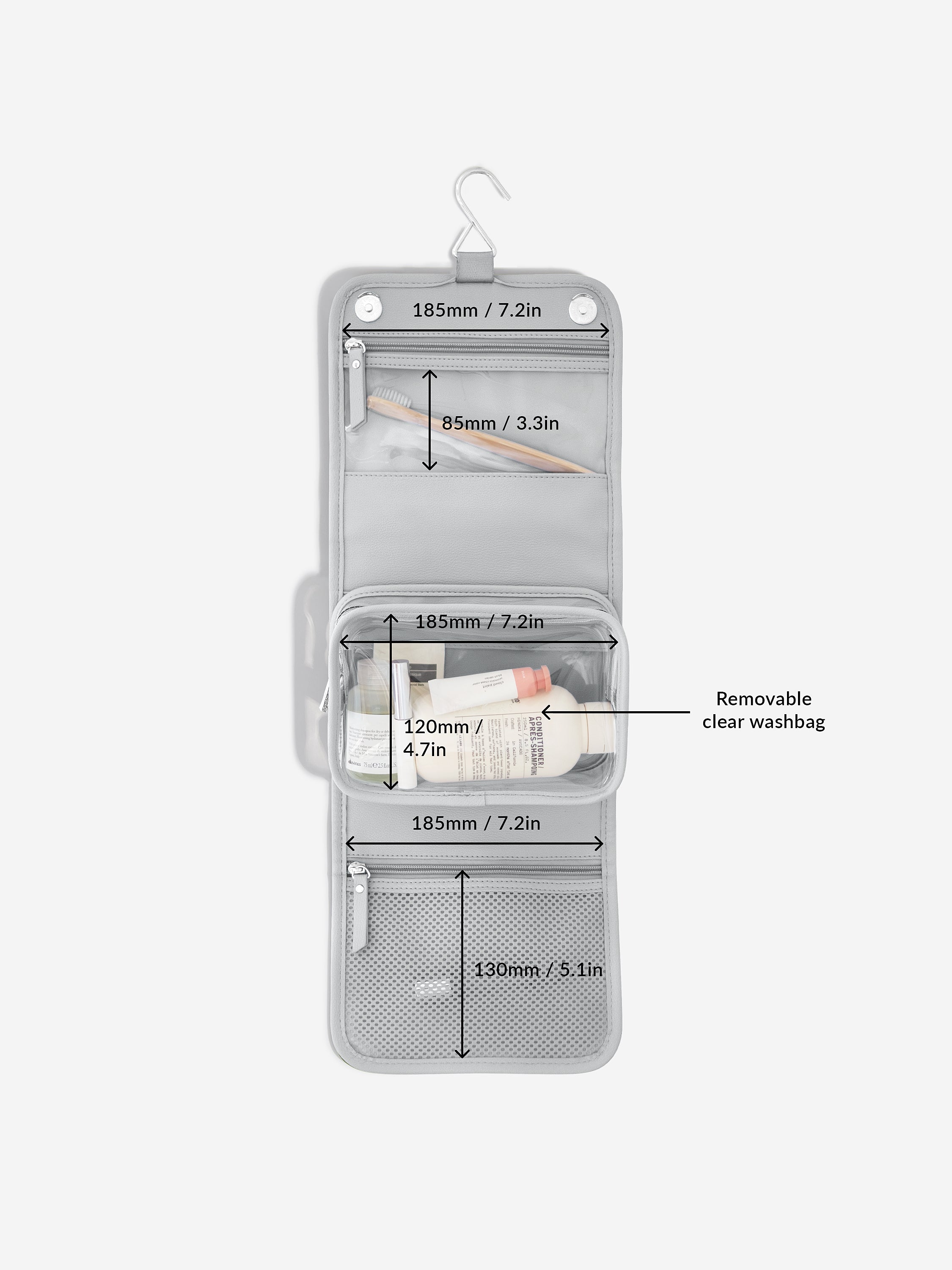 Stackers Small Hanging Toiletry Bag Grey