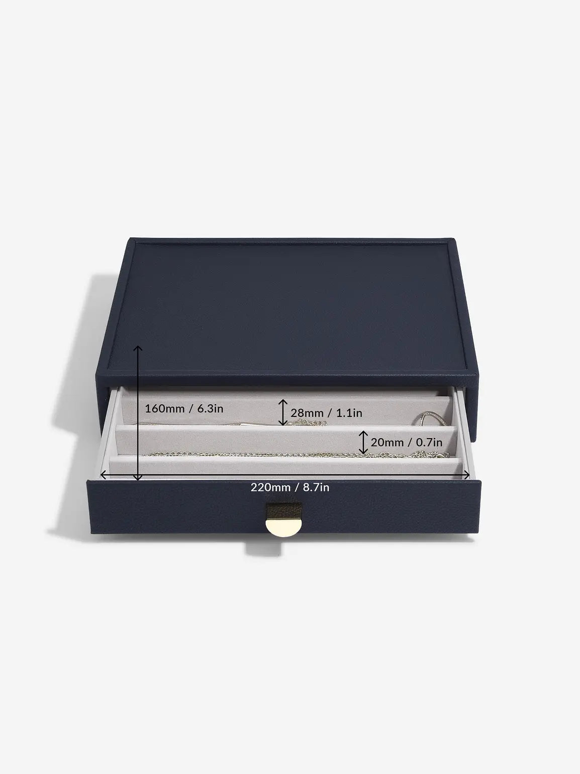 Stackers Halskettingenlade voor Klassieke Display Juwelendoos Marineblauw