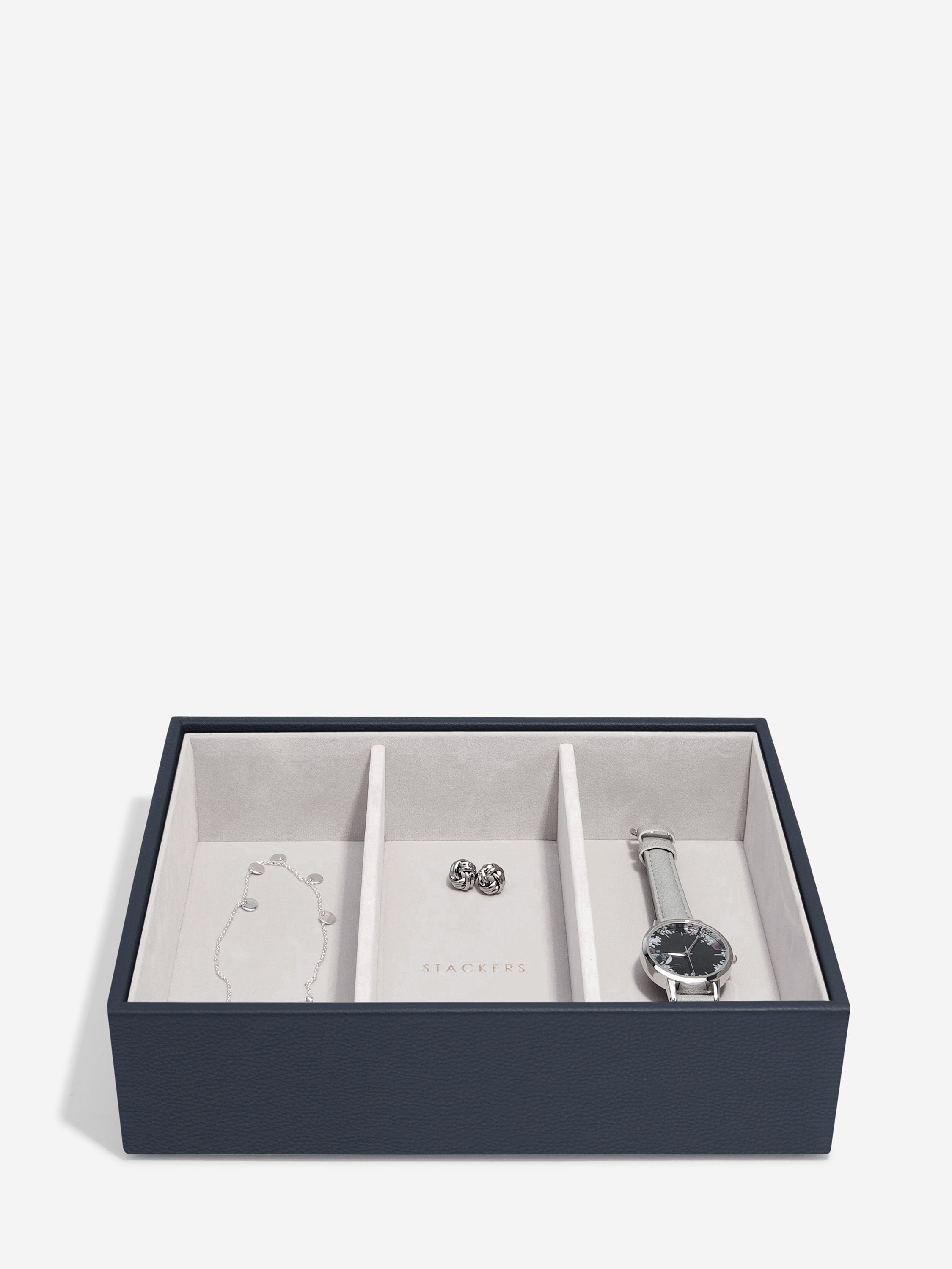 Stackers Horloge & Accessoirelaag voor Klassieke Juwelendoos Marineblauw