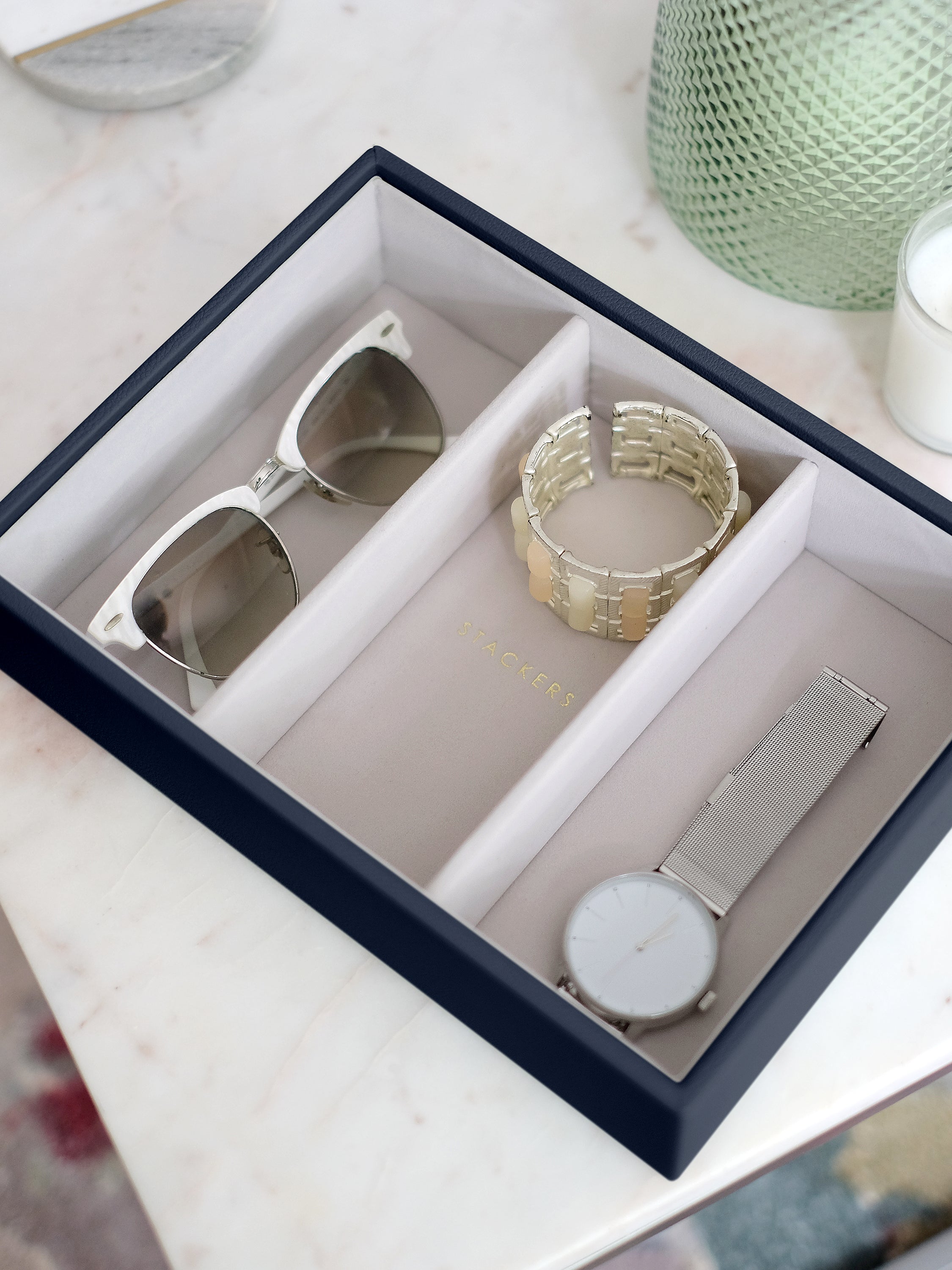 Stackers Horloge & Accessoirelaag voor Klassieke Juwelendoos Marineblauw