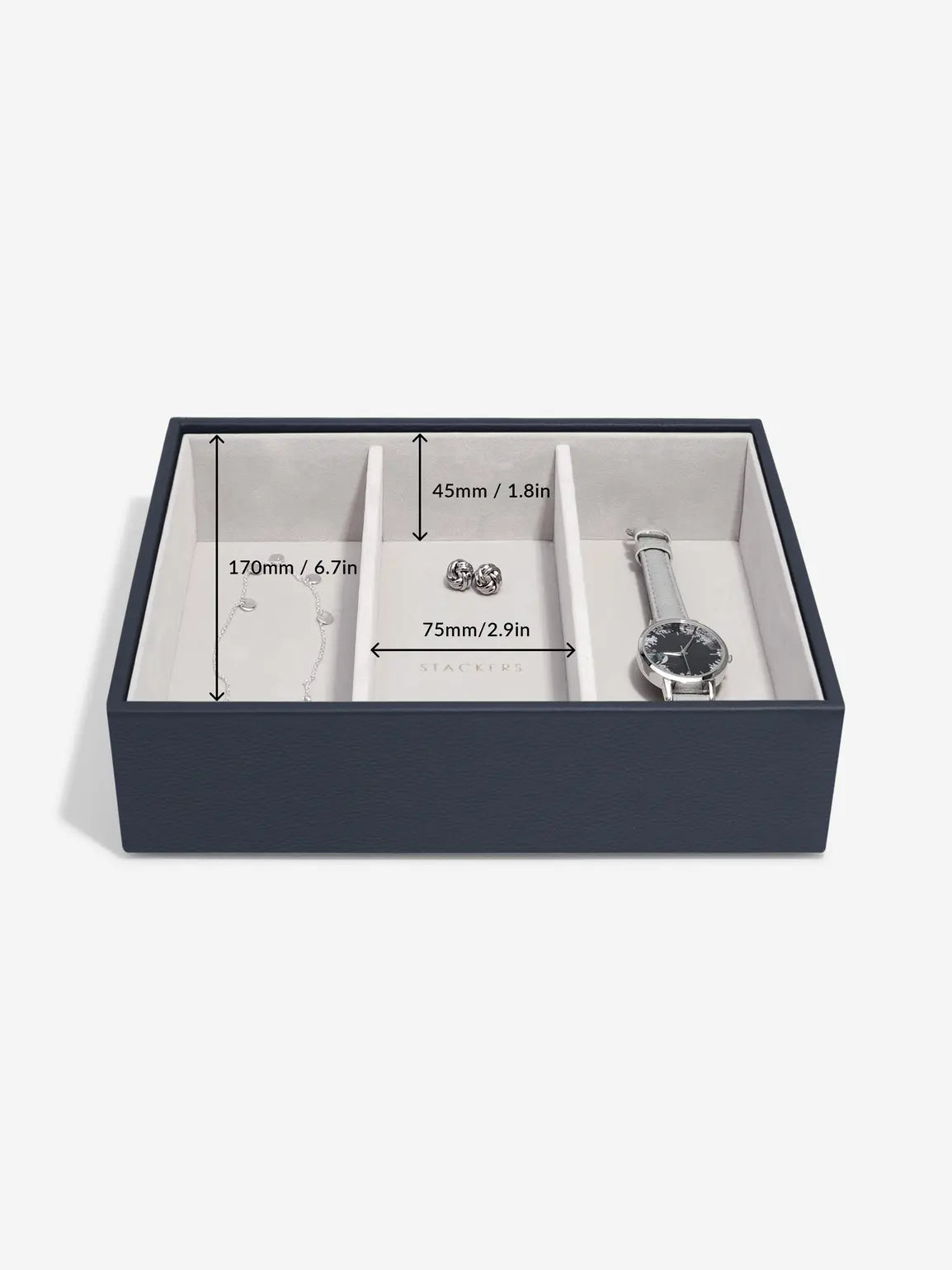 Stackers Classic Boîte à Bijoux Lot de 3 Bleu Marine