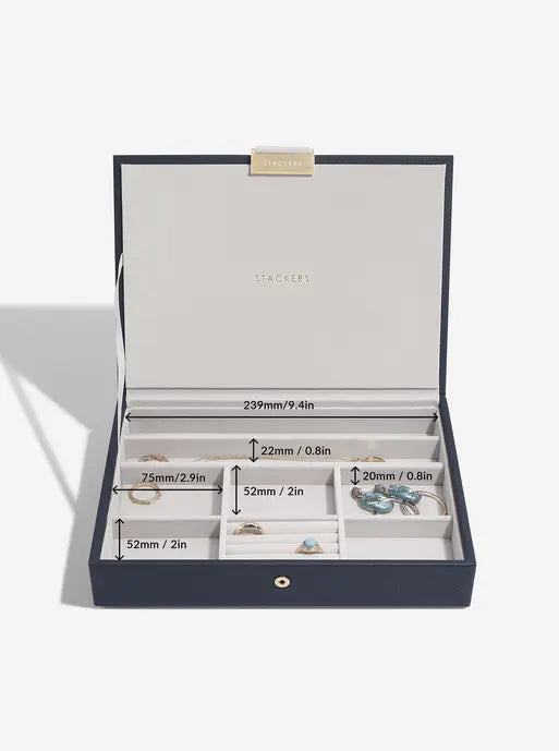 Stackers Klassieke Juwelendoos Set van 4 Marineblauw