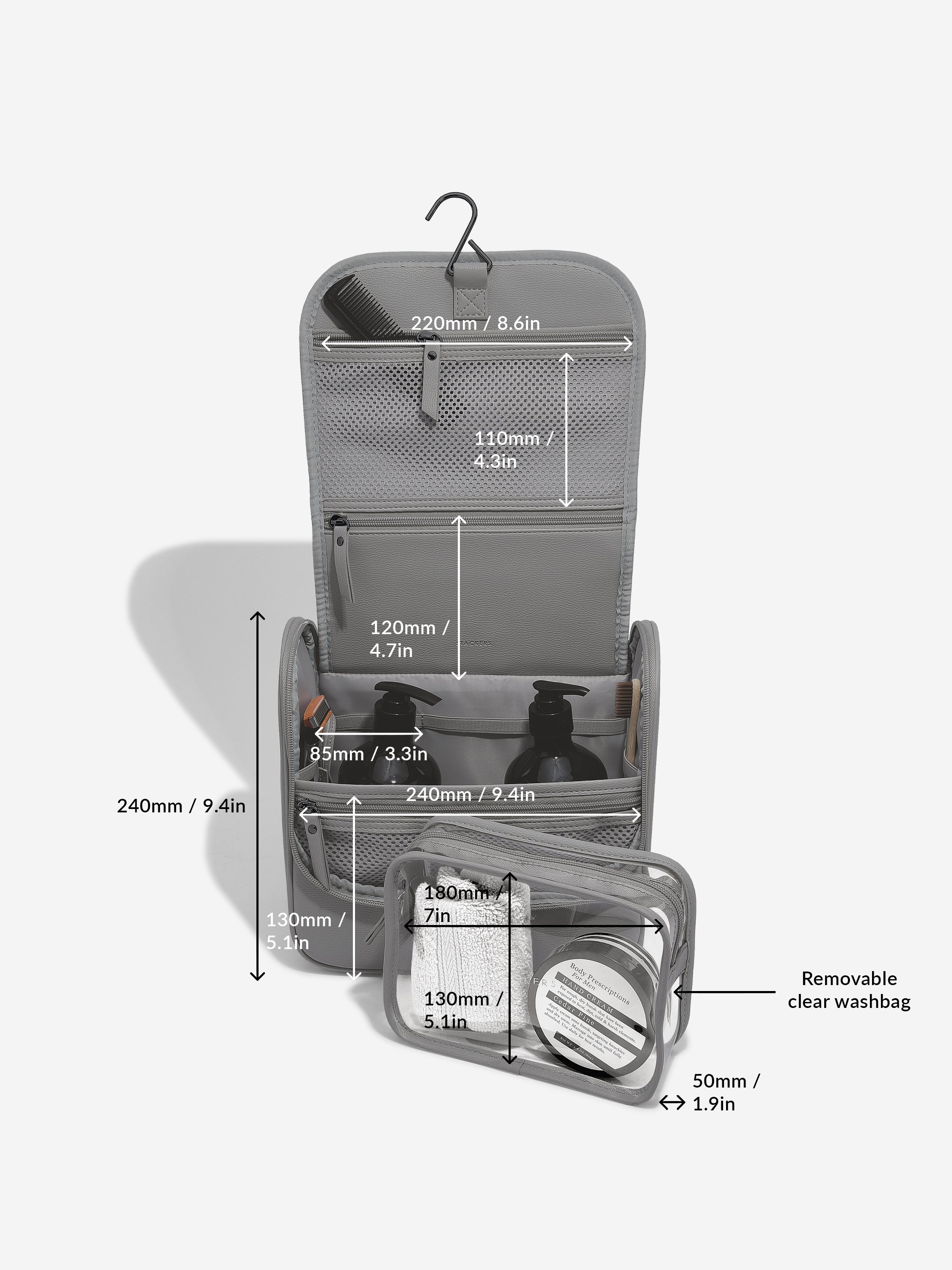 Stackers hangende Toilettas Donkergrijs